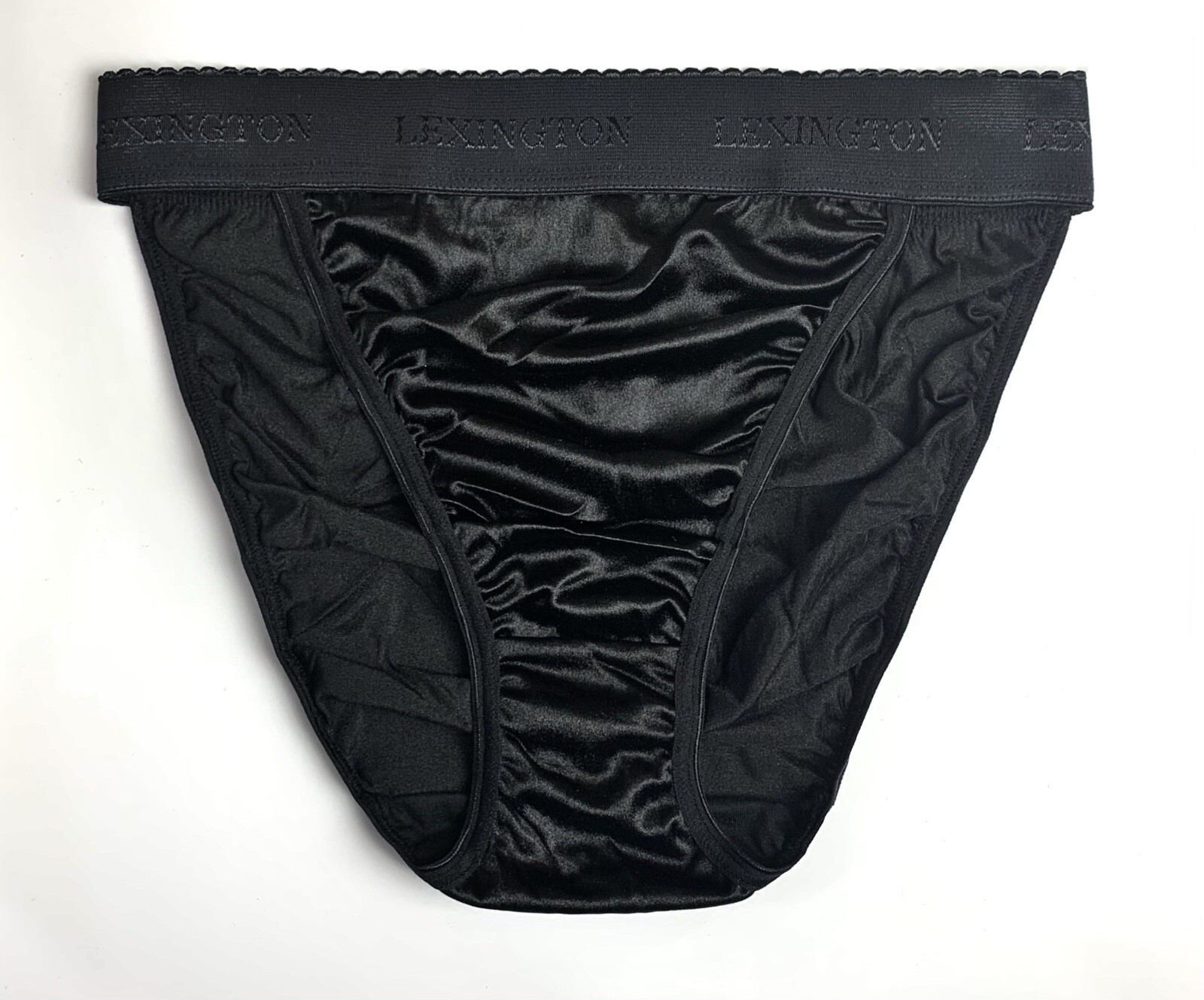 Hi-cut Second Skin Satin Panty · Black · Wide Rio Waistband · M/6