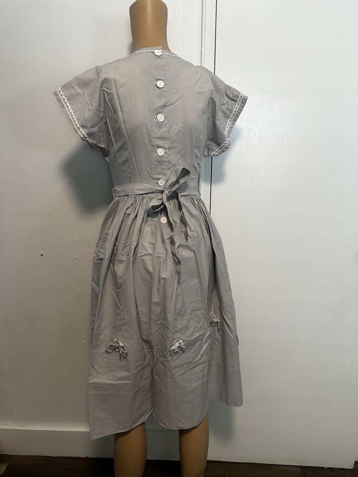 PRISTINE Vtg 1950s JUNIOR THEME Blue Moire Taffeta Dress & Bolero Set Beaded XS