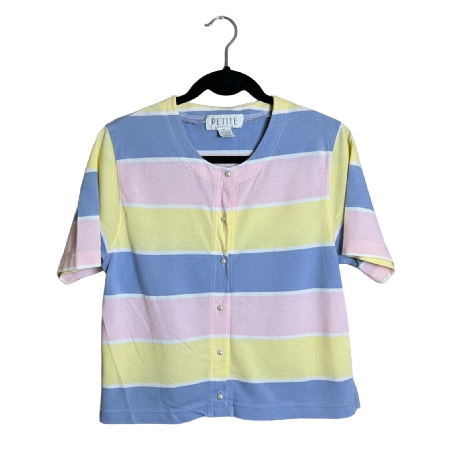 Petite Sophisticate Striped Cardigan 90s Women&rsquo;s S Pastel Coquette Top S