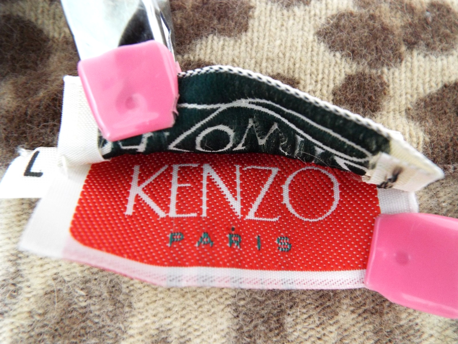 Vintage 1980s KENZO Leopard Lambswool Wrap Sweater LARGE Angora Cardigan Paris