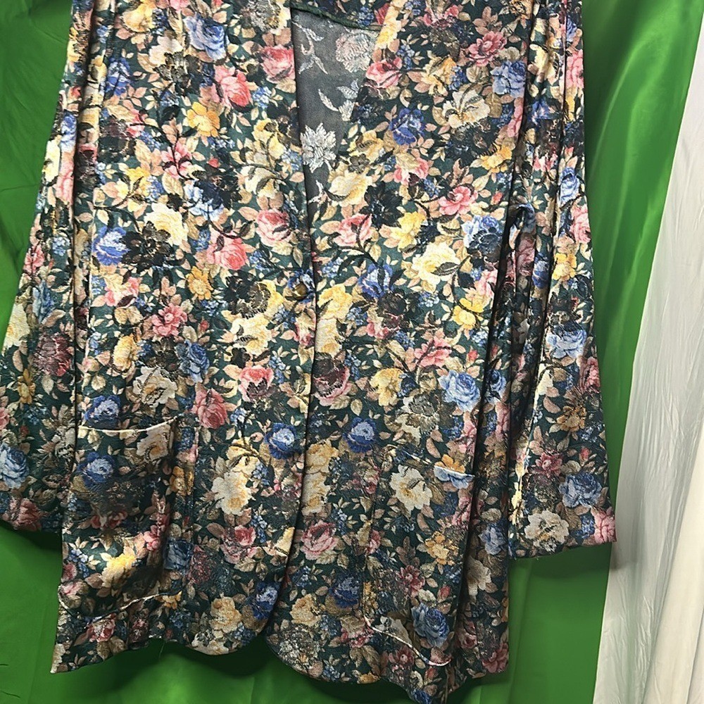 Handmade Floral Jacket Women XL Boho Embroidered Multi Color Lightweight Jacket