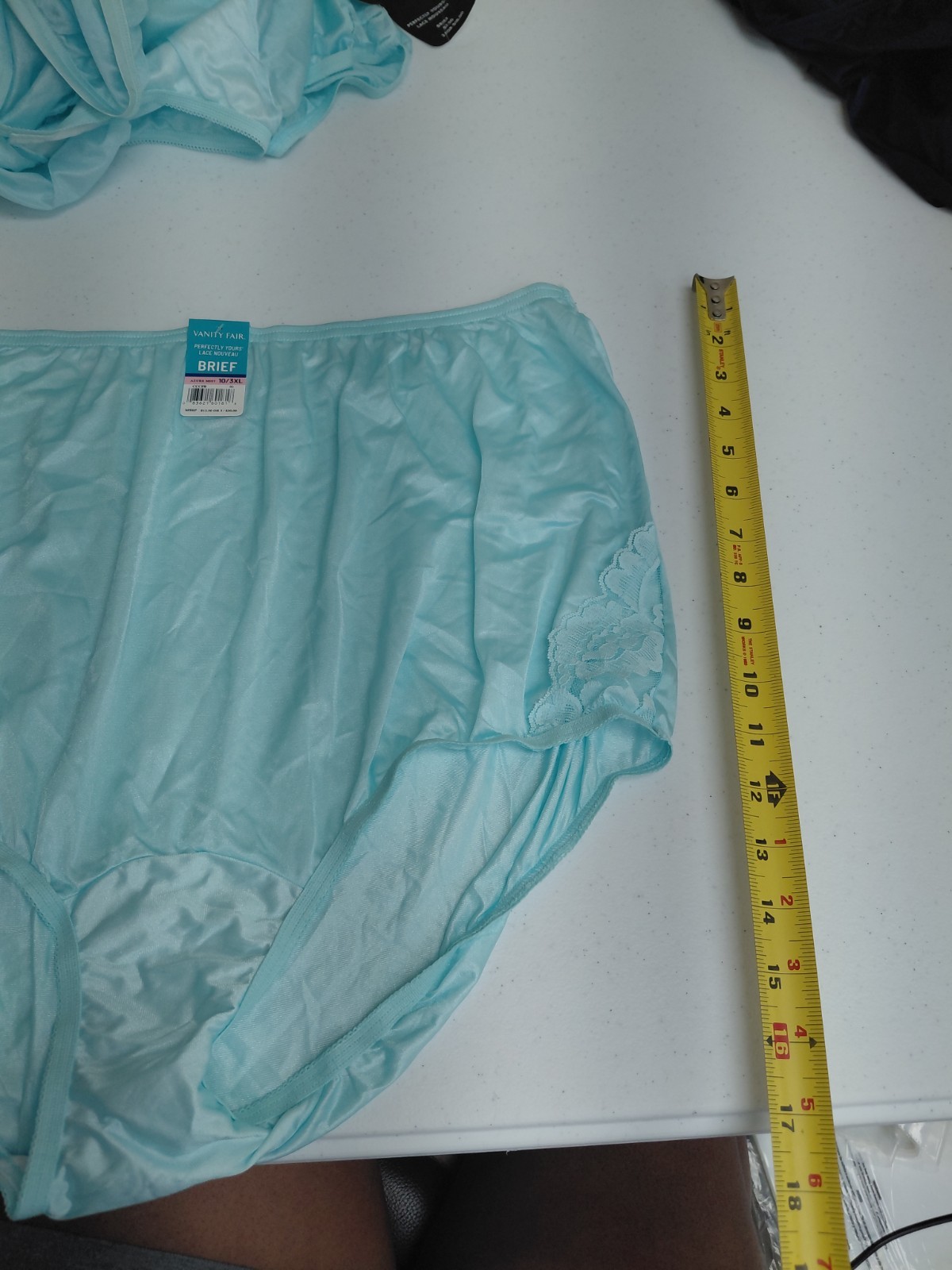 Vintage Light Blue Vanity Fair Granny Brief Size 10/3XL With Lace