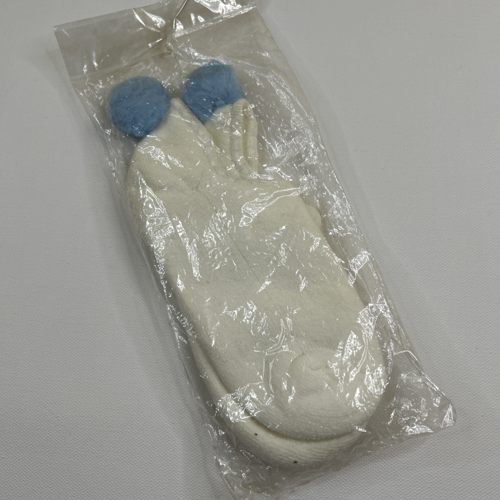 VTG « Swanklets » Cushion Socks White 80&rsquo;s Pom Acrylic Blend 8-11 USA NOS Blue