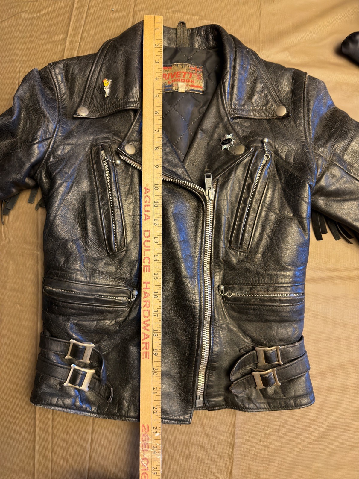 Vintage Rivett’s London Fringed Leather Motorcycle Jacket | 59 Club & BSA Pins