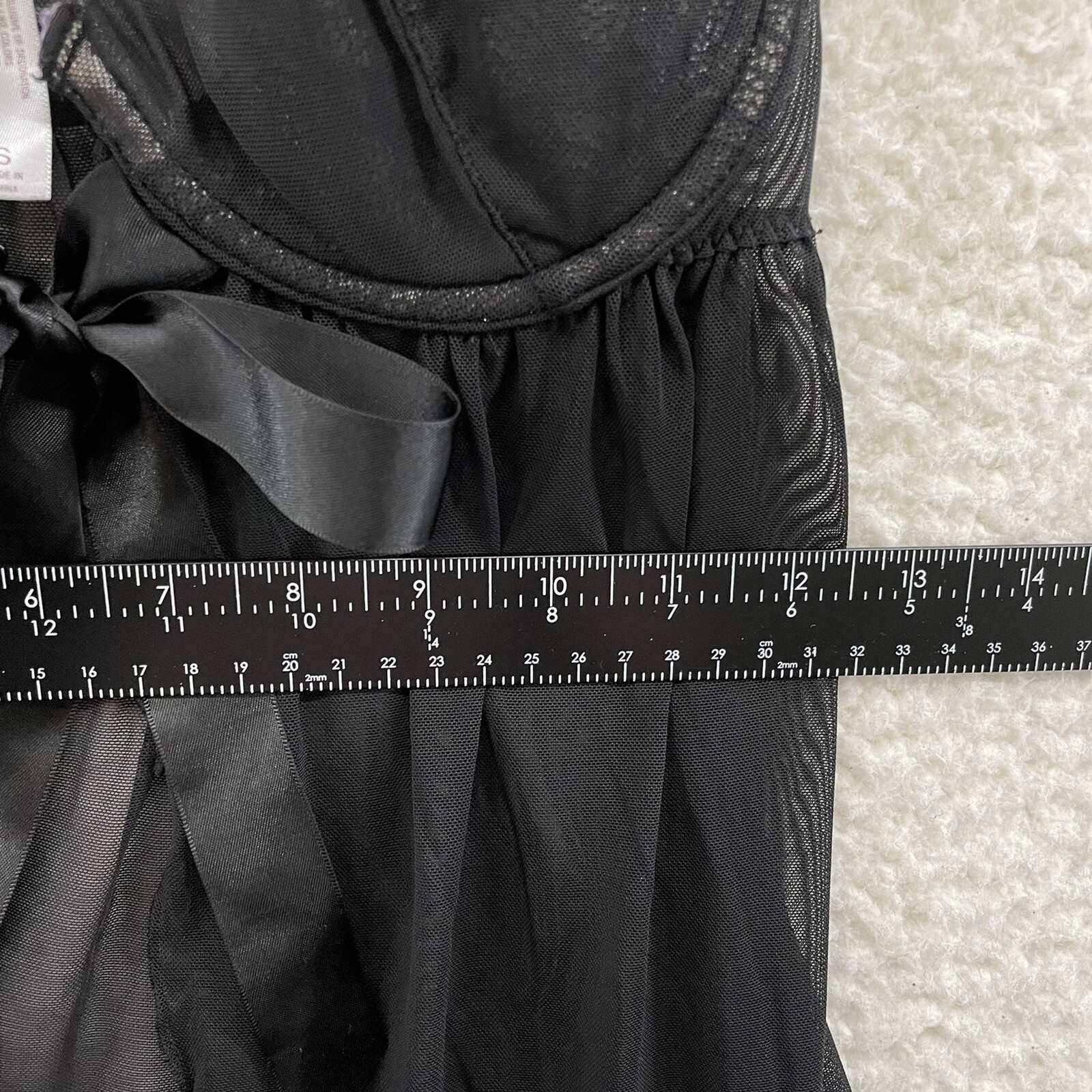 Y2K Vintage Gilligan O&rsquo;Malley Babydoll Slip Small Black Mesh Bow Padded Cupped