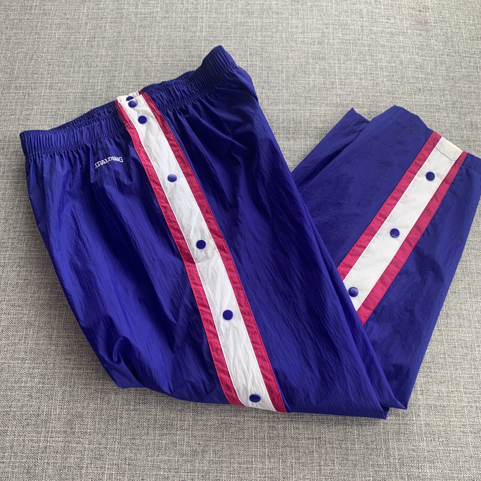 Spalding TEAR-AWAY PANTS Nylon Snap Purple Hot Pink X-Large Vintage 1980’s 90’s