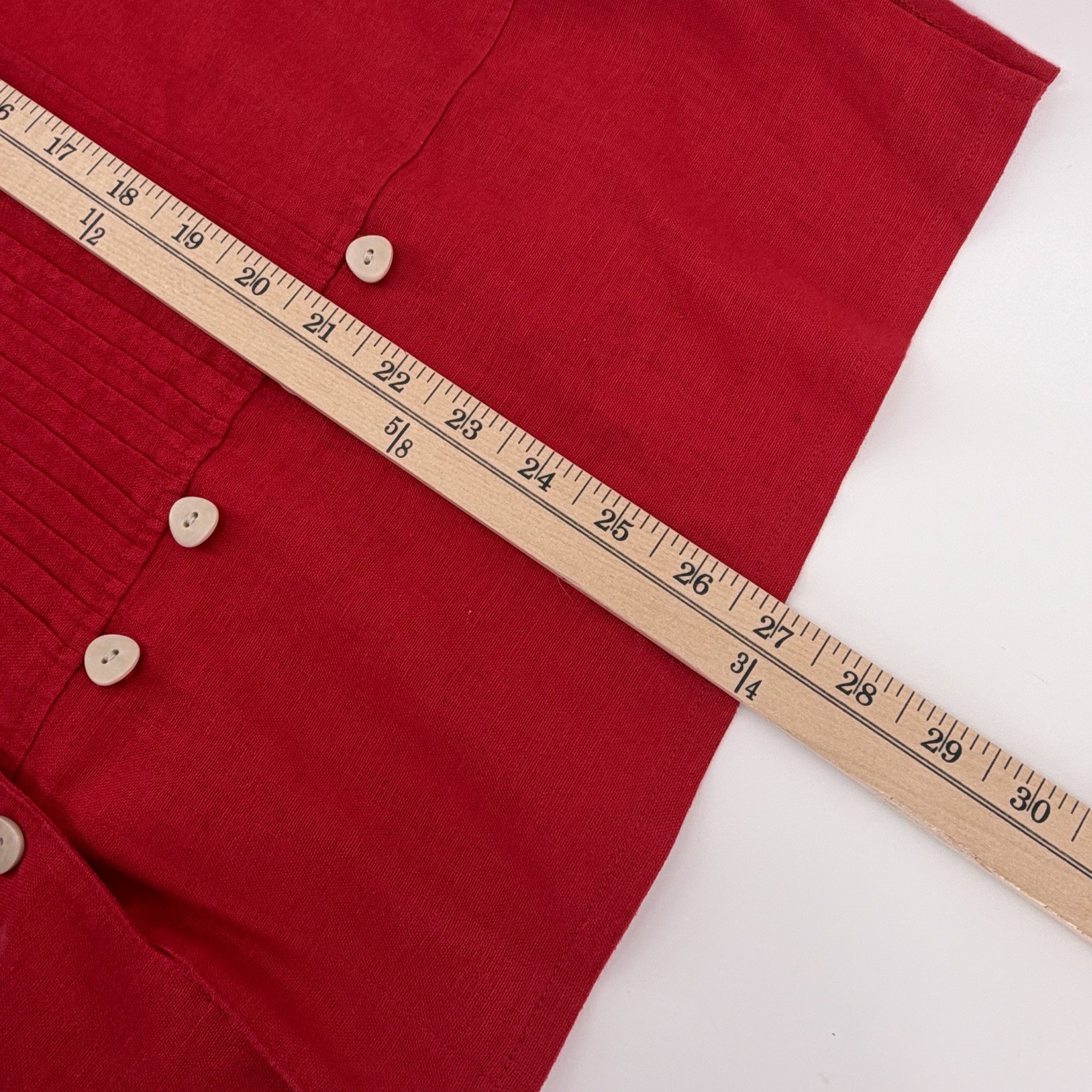 Vintage Studio C Plus 2pc Linen Blend Maxi Dress Blouse Set Red 22W 3X Pleated