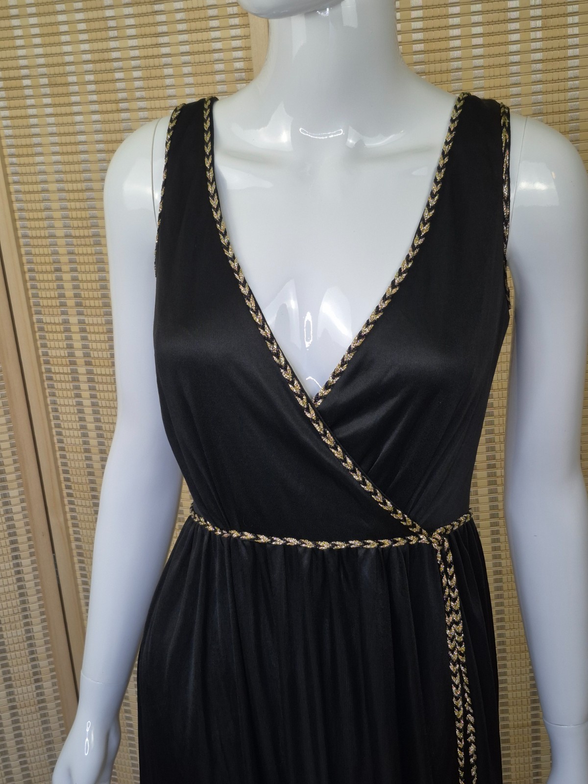 RARE VTG 70s Disco Karida Sheer Black Dress Long Studio 54 Glamour Small Sz 4-6