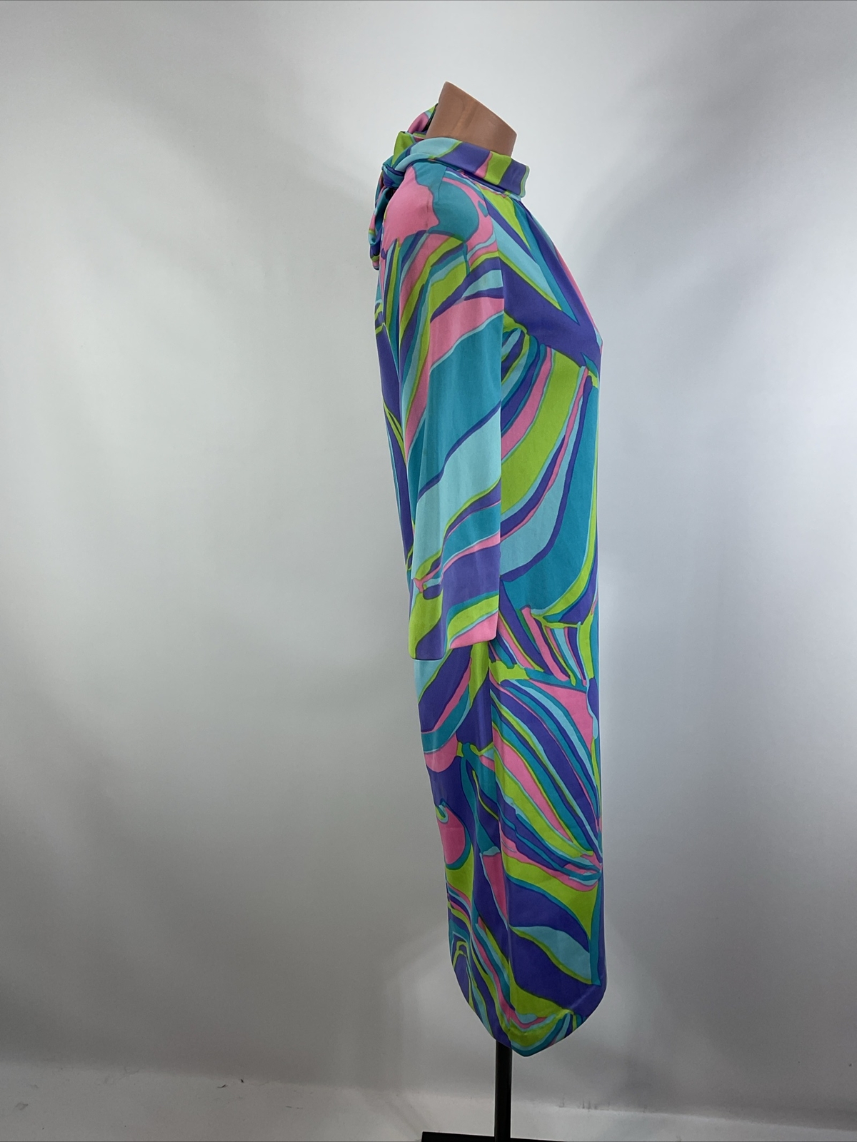 Vintage 1960s Domani Polyester Knit Dress Mod GoGo Scarf Psychedelic UNION MADE