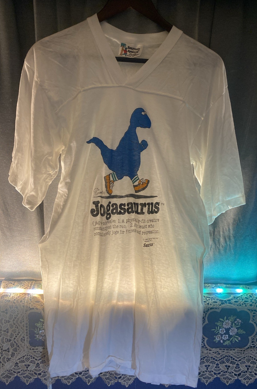 VTG Saurusly Speaking jogasurus 1986 t-shirt dress NOS/ Free Shipping