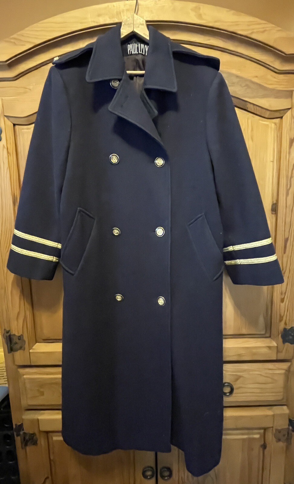 Vtg 1980&rsquo;s Women&rsquo;s Paul Levy Military Style Navy Blue Wool Long Coat NO SIZE TAG