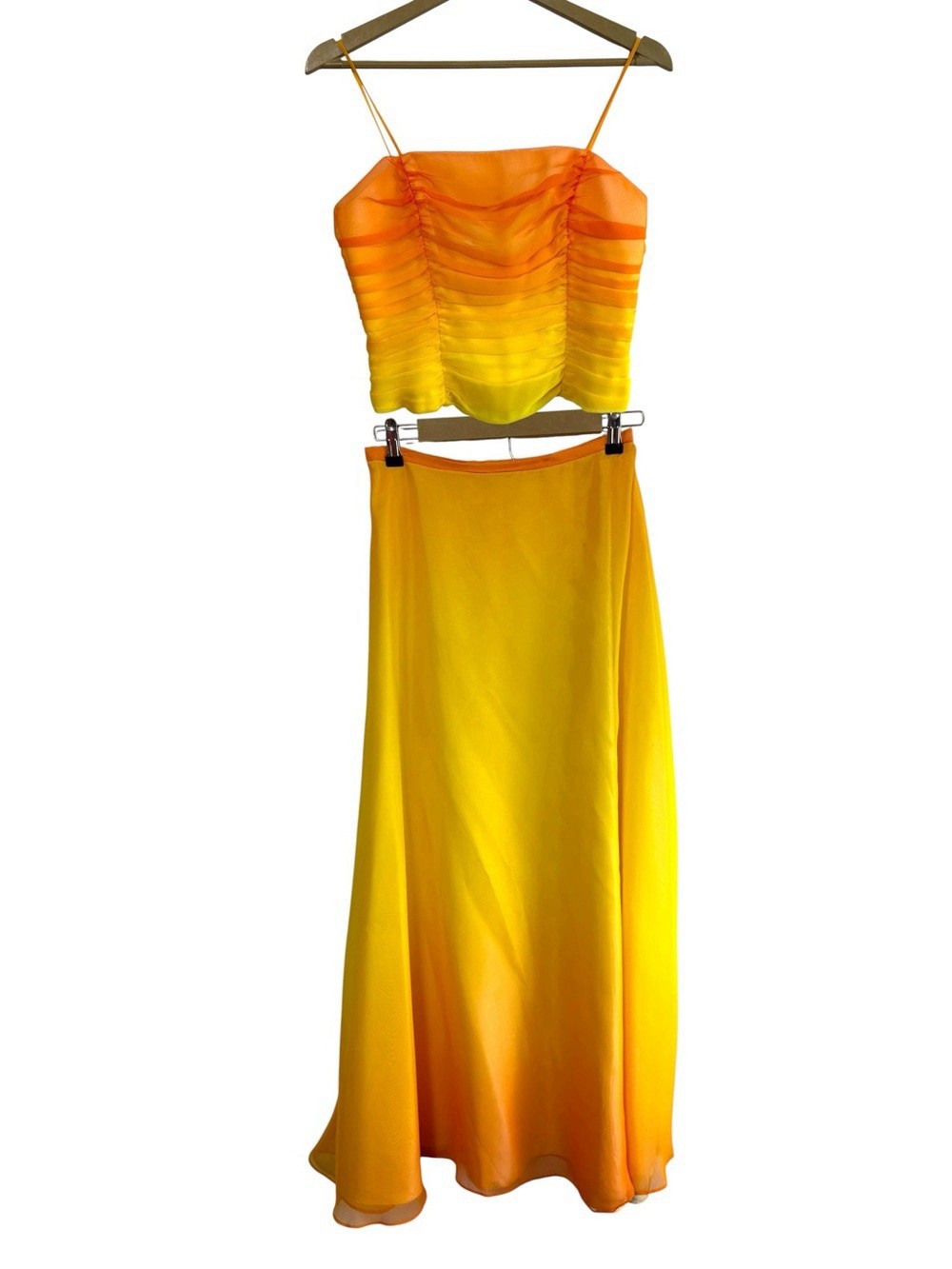 Vintage Union Made Size 9 Yellow Orange Ombré 2 Piece Formal Set Party Travel