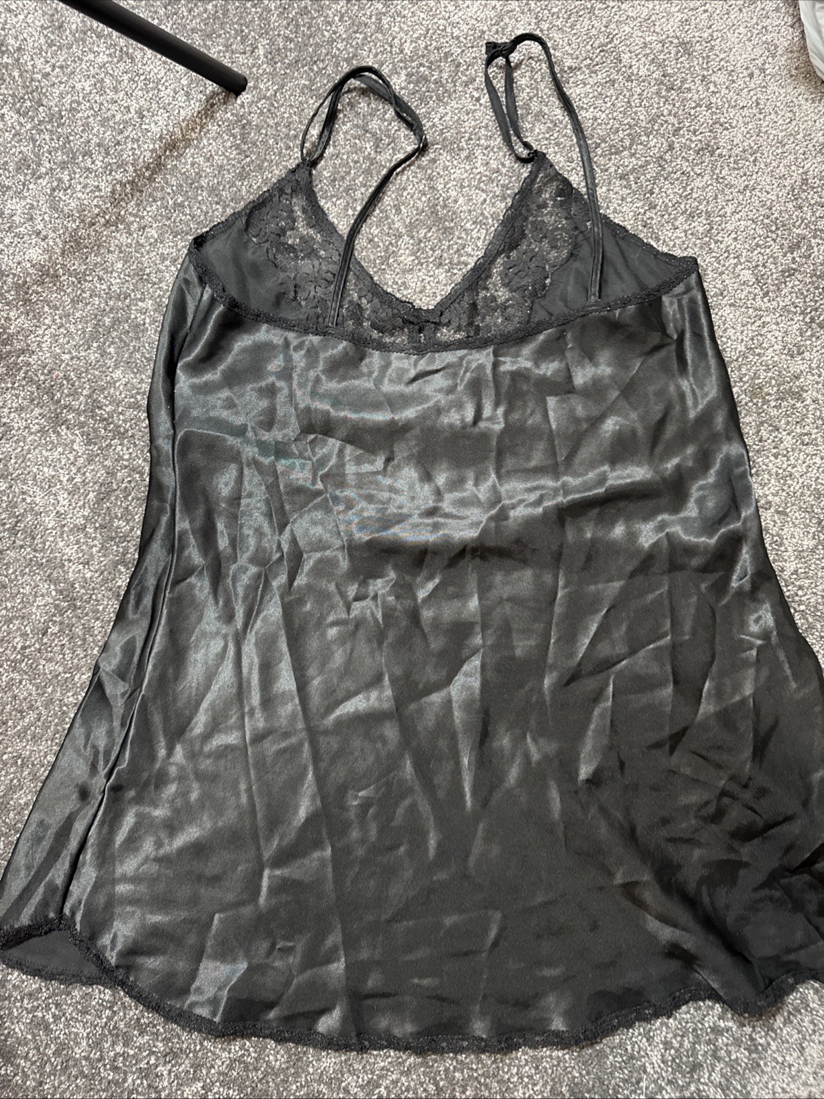 Vintage MAIDENFORM CHANTILLY Black LACE Size 36 Nylon Slip Sleep Polyester