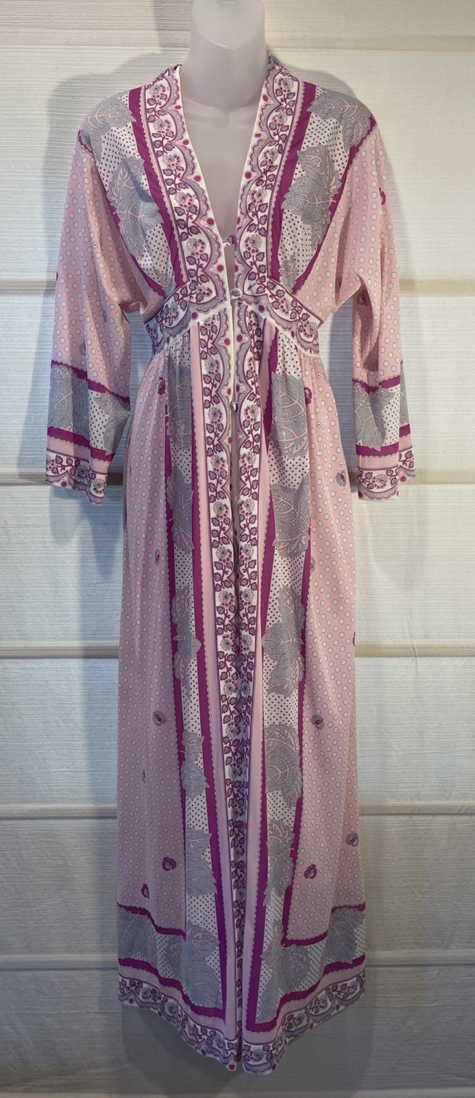 VTG 60&rsquo;s Emilio Pucci for Formfit Rogers Pink Floral Nightgown/Robe Set~XS~EUC
