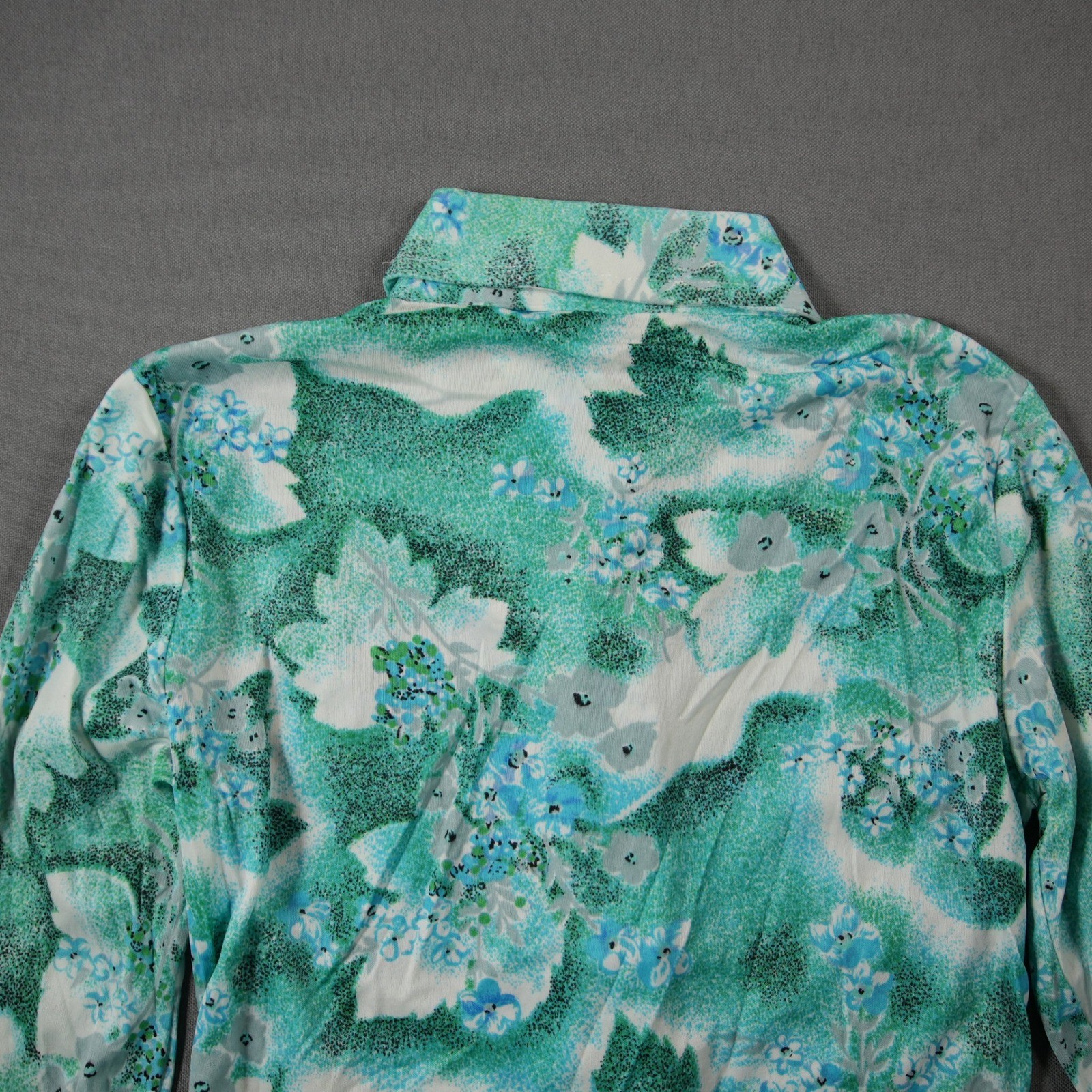 70s Kmart Vintage Floral Western Cowgirl Long Sleeve Blue Women Shirt XS