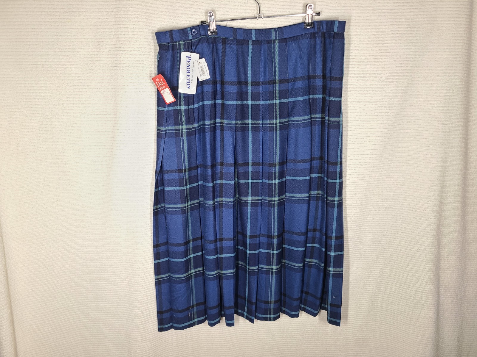 Pendleton Pleated Skirt Plus Size 18W New w Tags Blue Plaid 100% Wool Classic