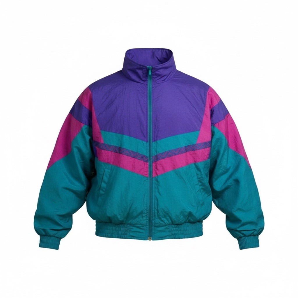 Vintage Windbreaker Cabazon SZ S Nylon Purple Pink Teal Made In Hong Kong Y2K