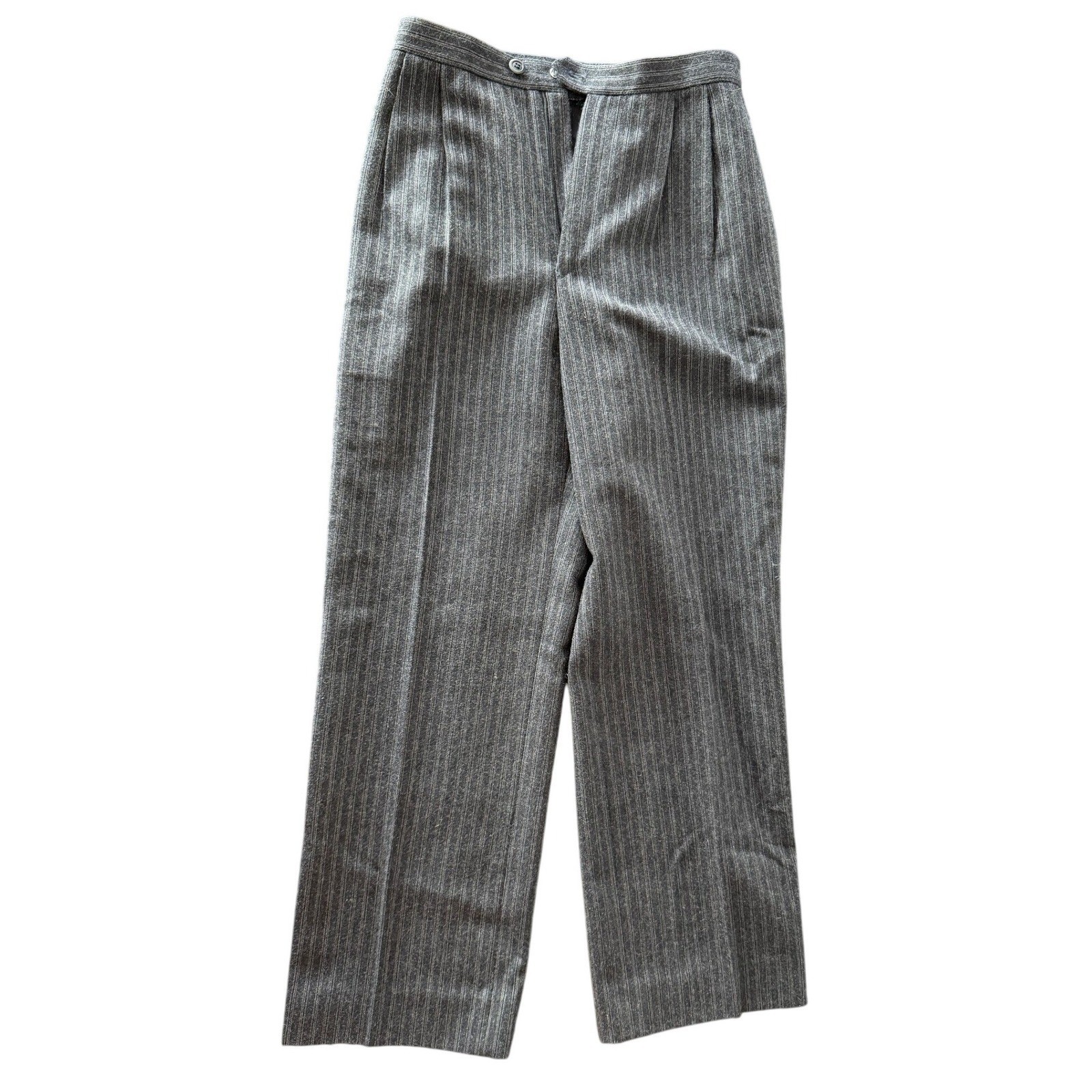 Sasson Vintage Gray Pinstripe Wool Blend Pleated High Waist Trousers Size 4/5