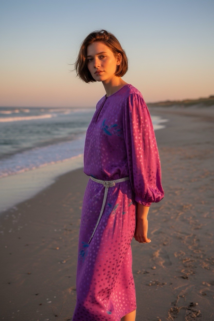 Flora Kung Vintage 1980 Special Edition Abstract Pink Silk Dress Women’s 10