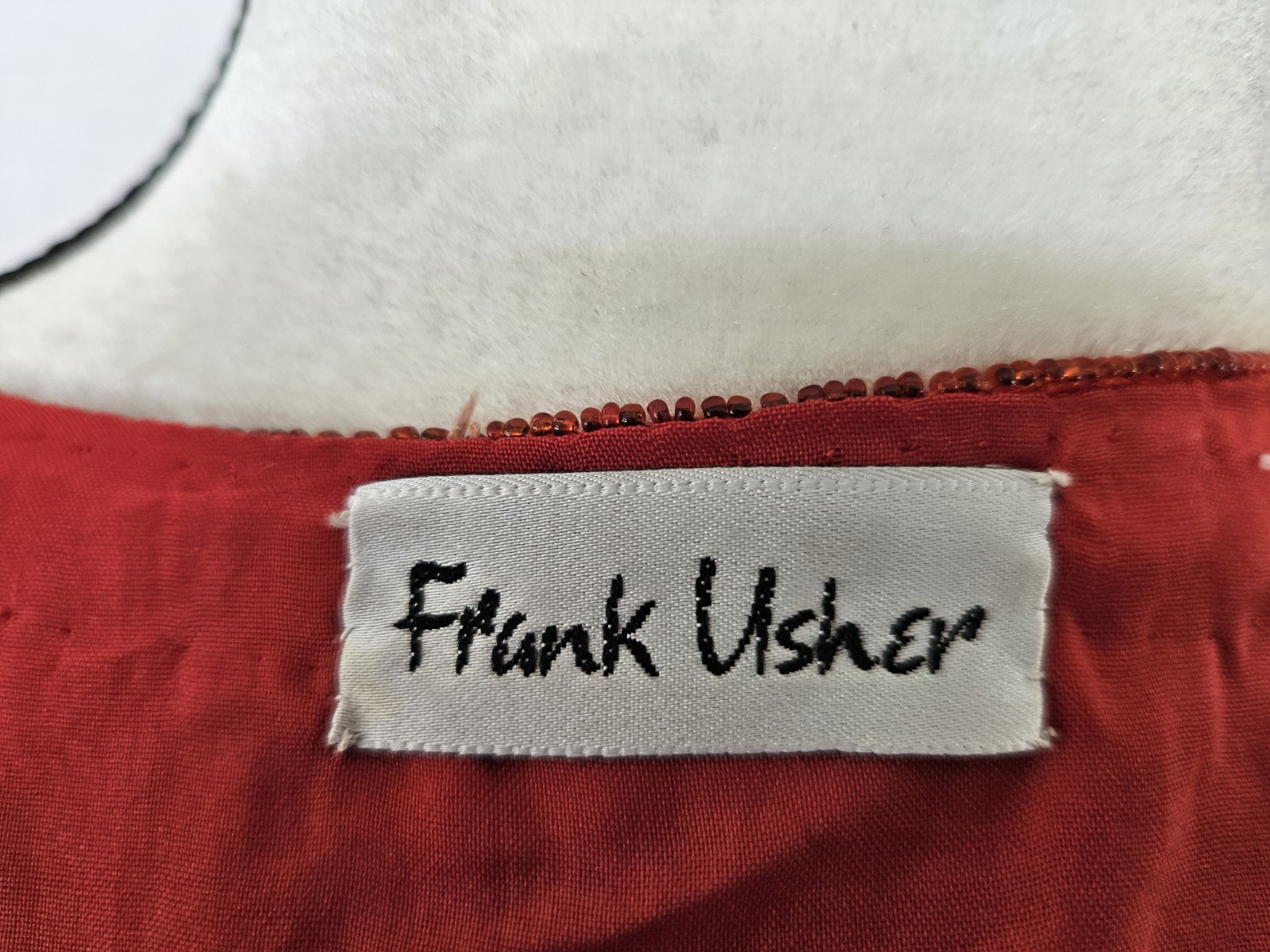 FRANK USHER – Vintage 80&rsquo;s Red Sequin Beaded Evening Jacket Blazer – Large?
