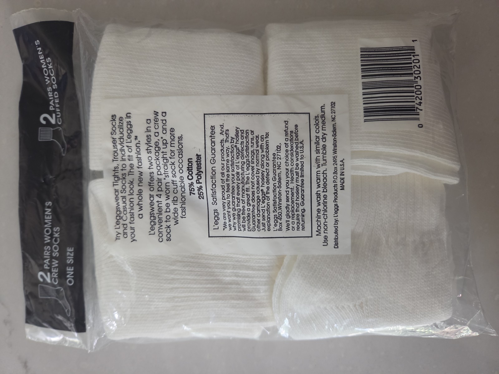L&rsquo;eggsWear Basic Sox 2 Cuffed & 2 Crew Socks, One Size, USA, Leggs Wear Sox