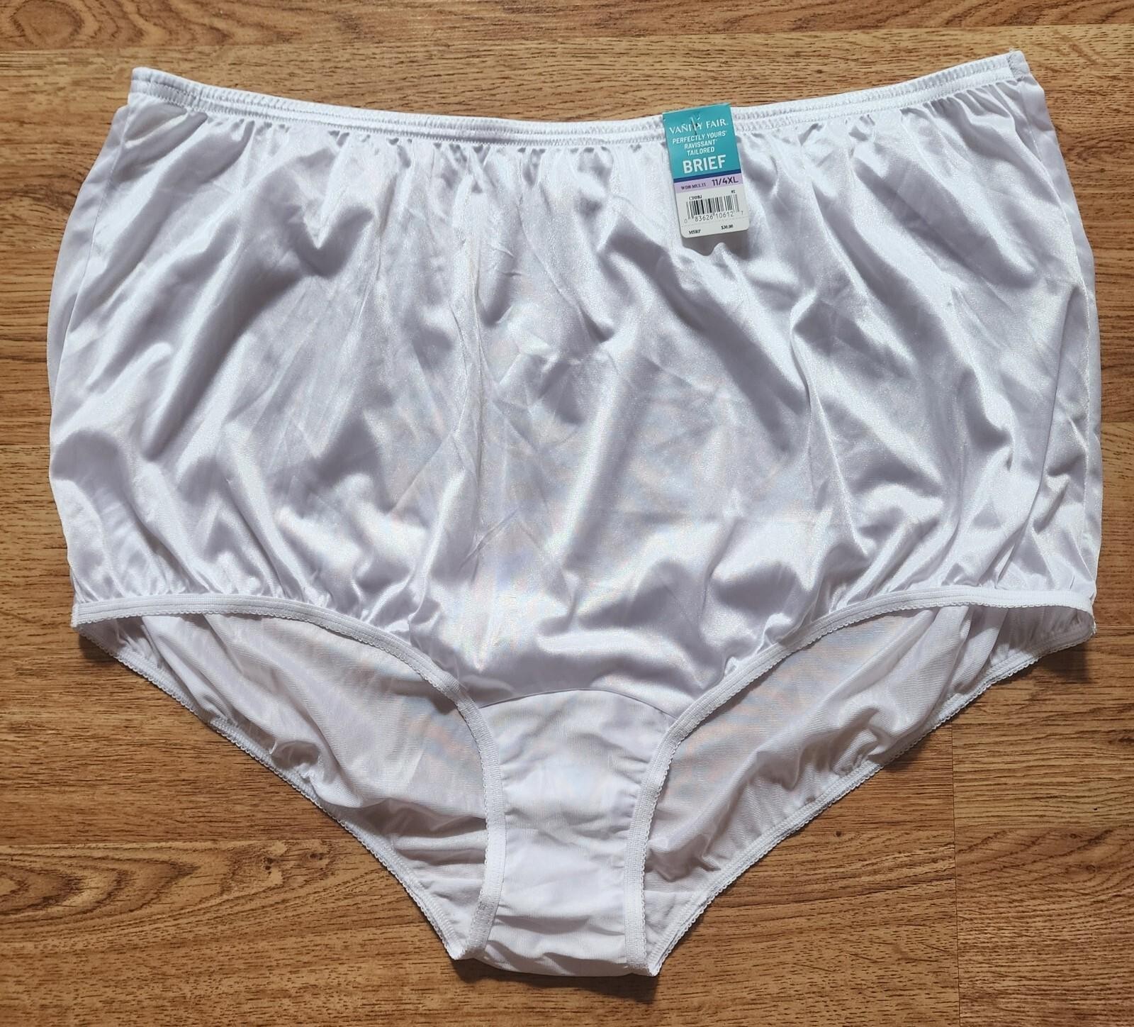 NWT Vanity Fair Size 11 / 4XL White Nylon Panty Brief Semi Sheer Cotton Lining