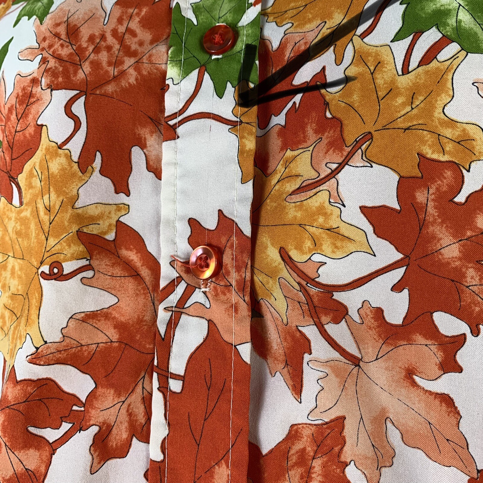 Vintage Medium Shirt Button All Over Print Fall Leaves Graphic Pykettes Top