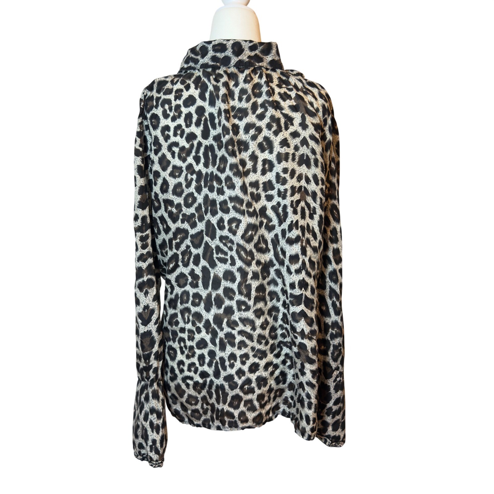 Lynn Ritchie Vintage 100% Silk Leopard Print Button Down Blouse Medium Animal