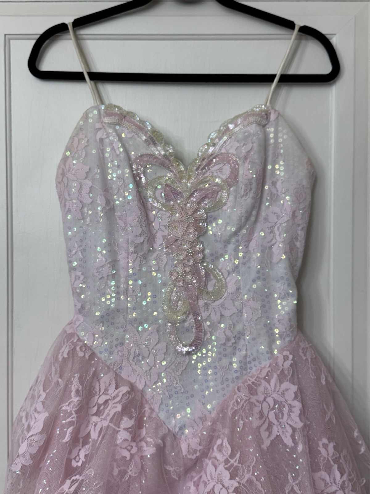 Vintage 1980’s Loralie Original Fairy Glam Rock Party Dress Lace Sequin Tiered