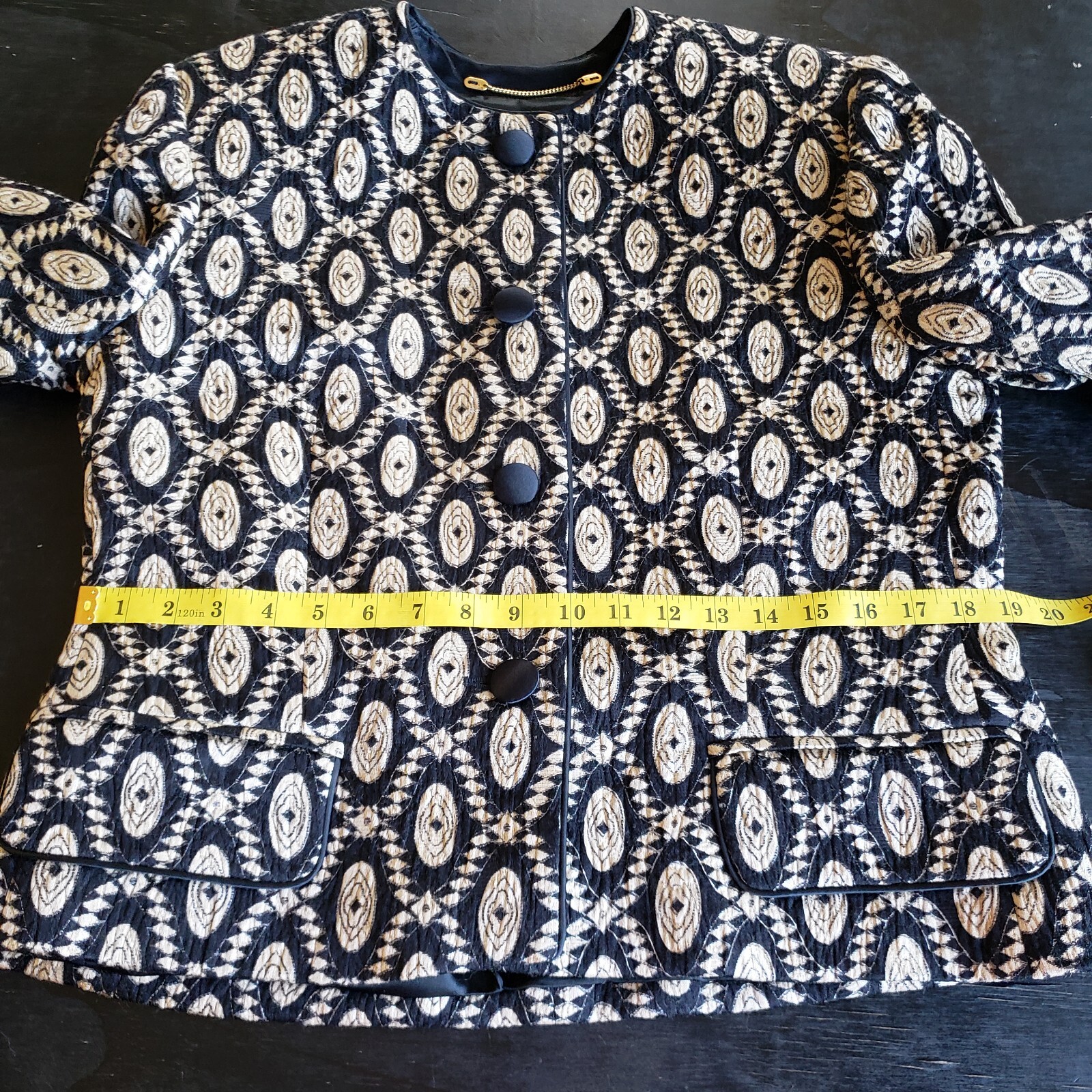 Vintage Escada Jacket 10/12 Wool Silk Blend Ethnic Print Artsy World Traveler