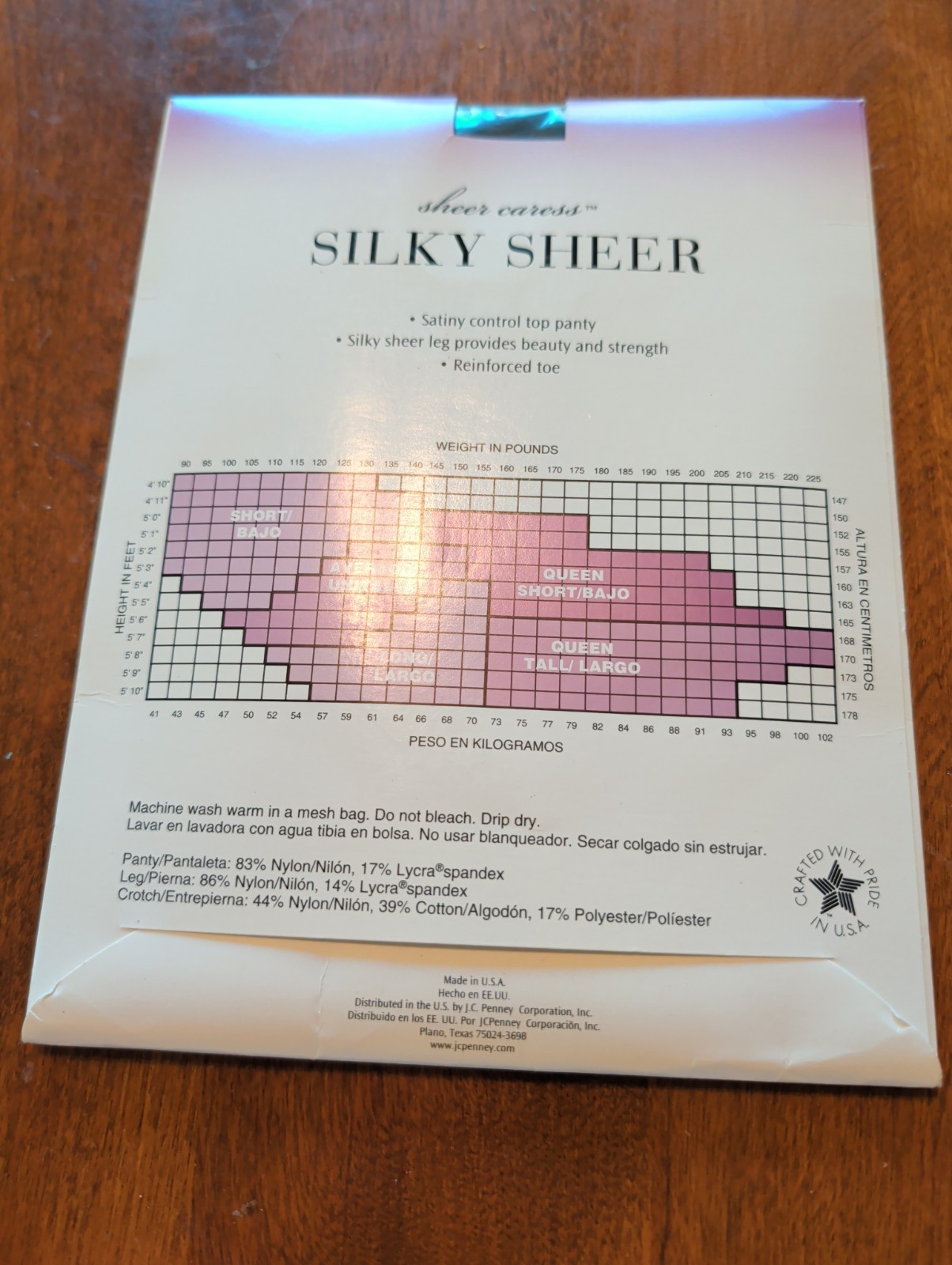 JCPenney Sheet Caress Silky Sheer Off Black 89 Average Control Top PANTYHOSE