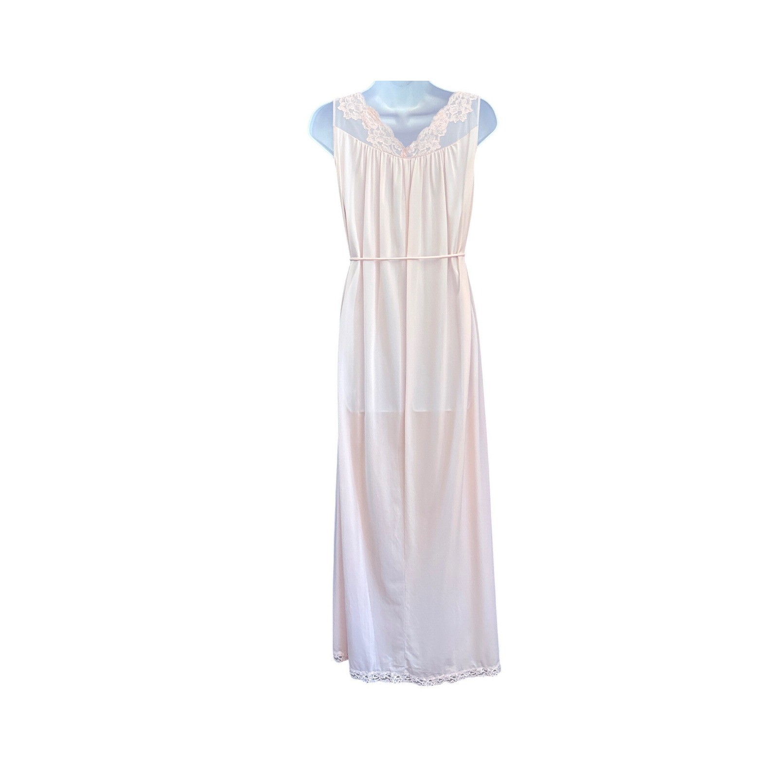 Vintage Shadowline Peignoir Set Pink Lace Coquette Romantic Sleepwear