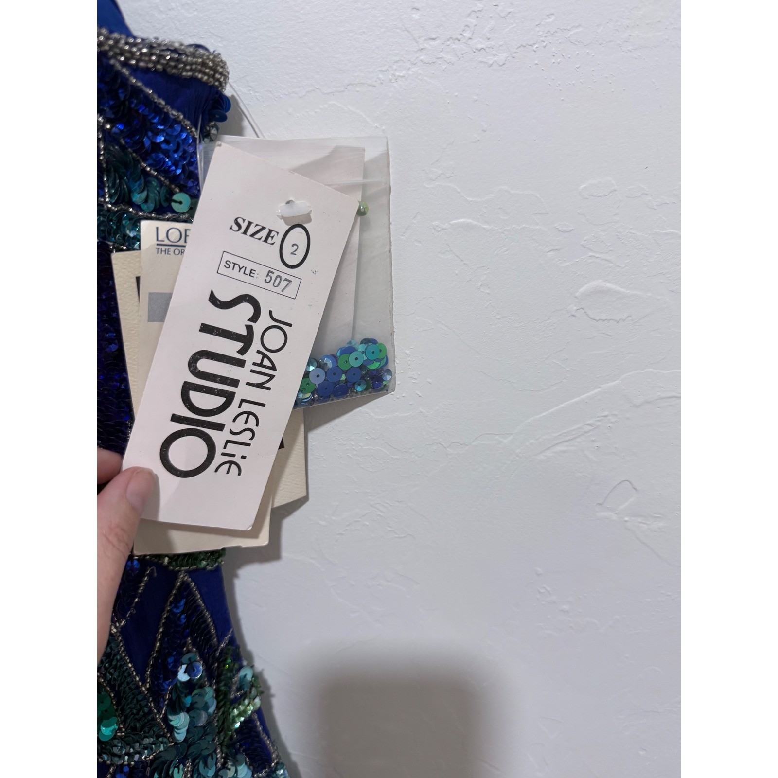 Vintage Joan Leslie Studio Sequin Beaded Mini Dress Blue Green Cocktail Party