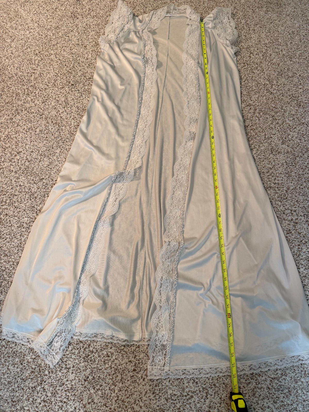 Miss Elaine PEIGNOIR Set Large Nightgown & Robe Negligee Silver Union Made USA
