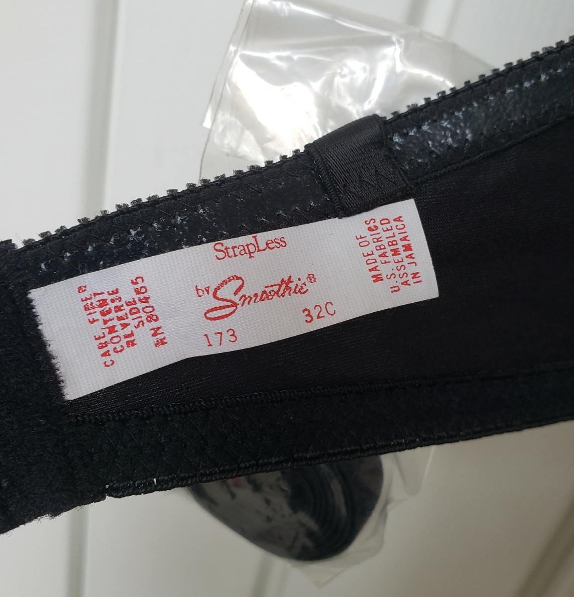 Vintage Strapless by Smoothie Bra Size 32C Black Satin Underwired Style 173 NEW