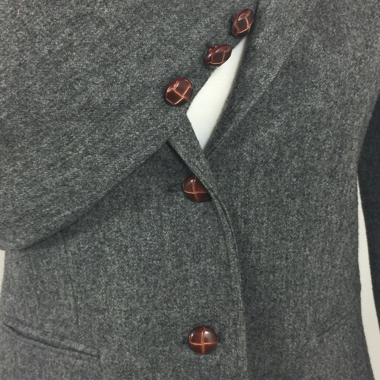 Larry Levine Womens Medium Blazer Wool Grey Union Made Vintage