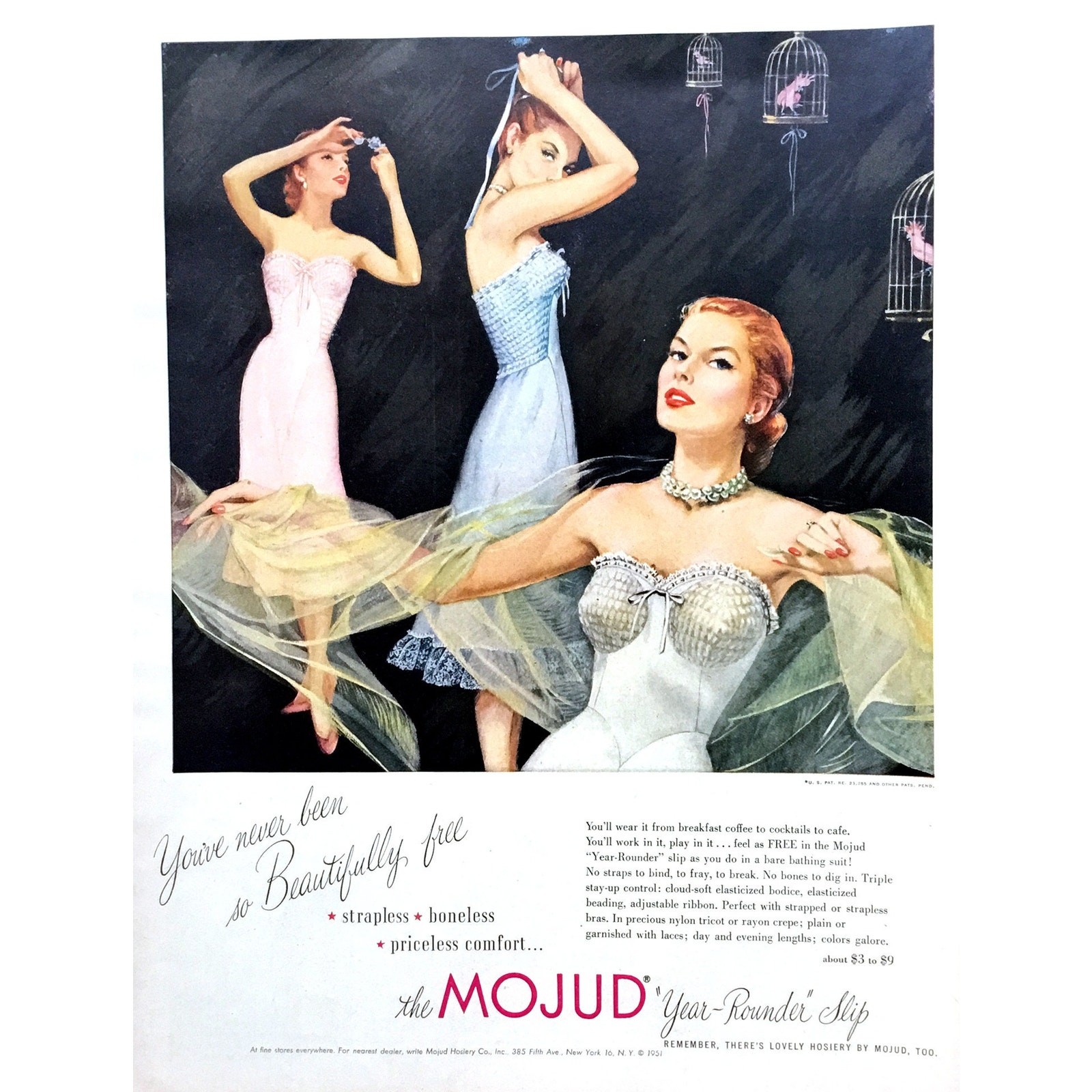 50s Mojud Red Nylon Slip Sheer Bust Hem Full Slip Size – M 36