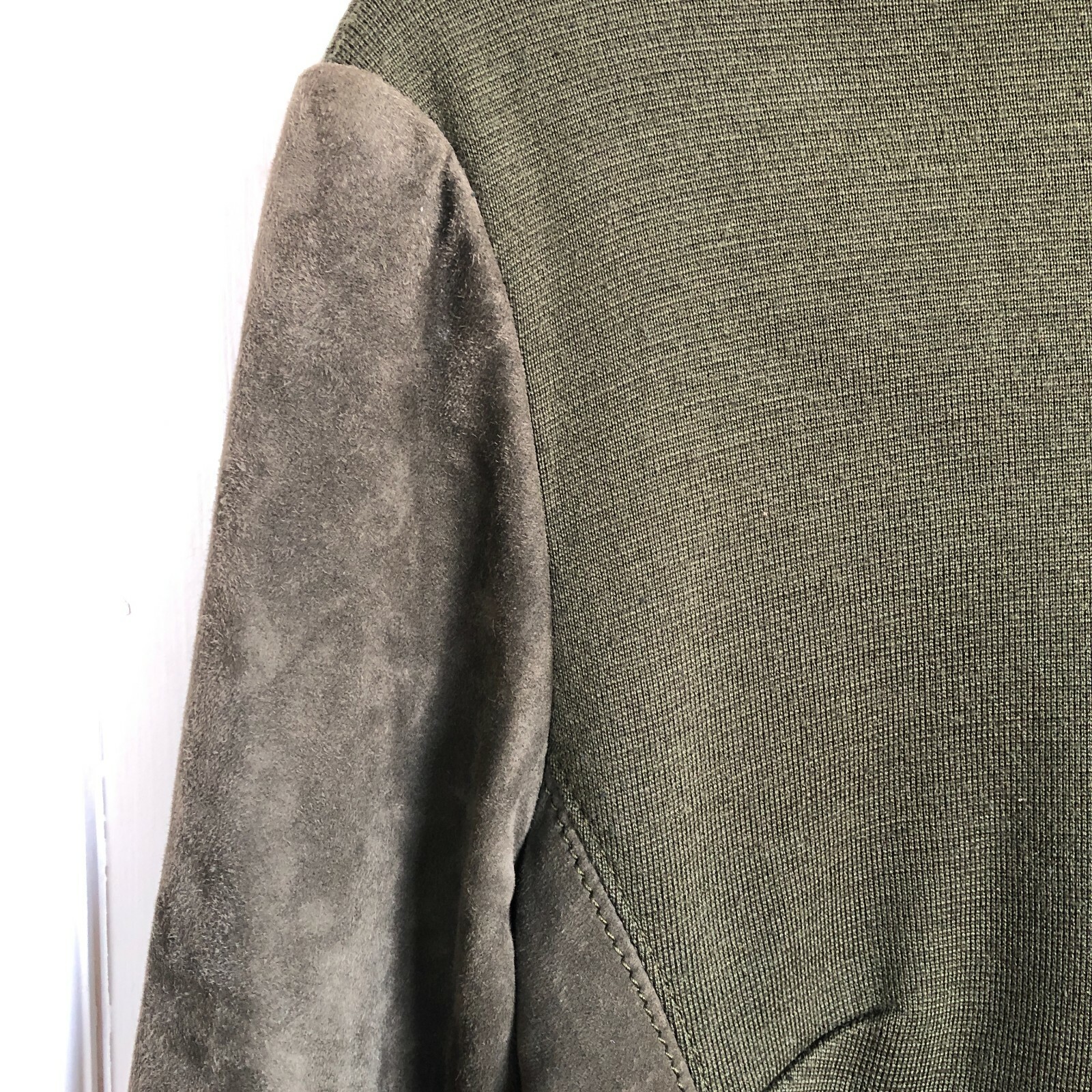 TOMASO STEFANELLI Wool/Suede Sweater Haute Couture Made in Italy Size 46/US 10