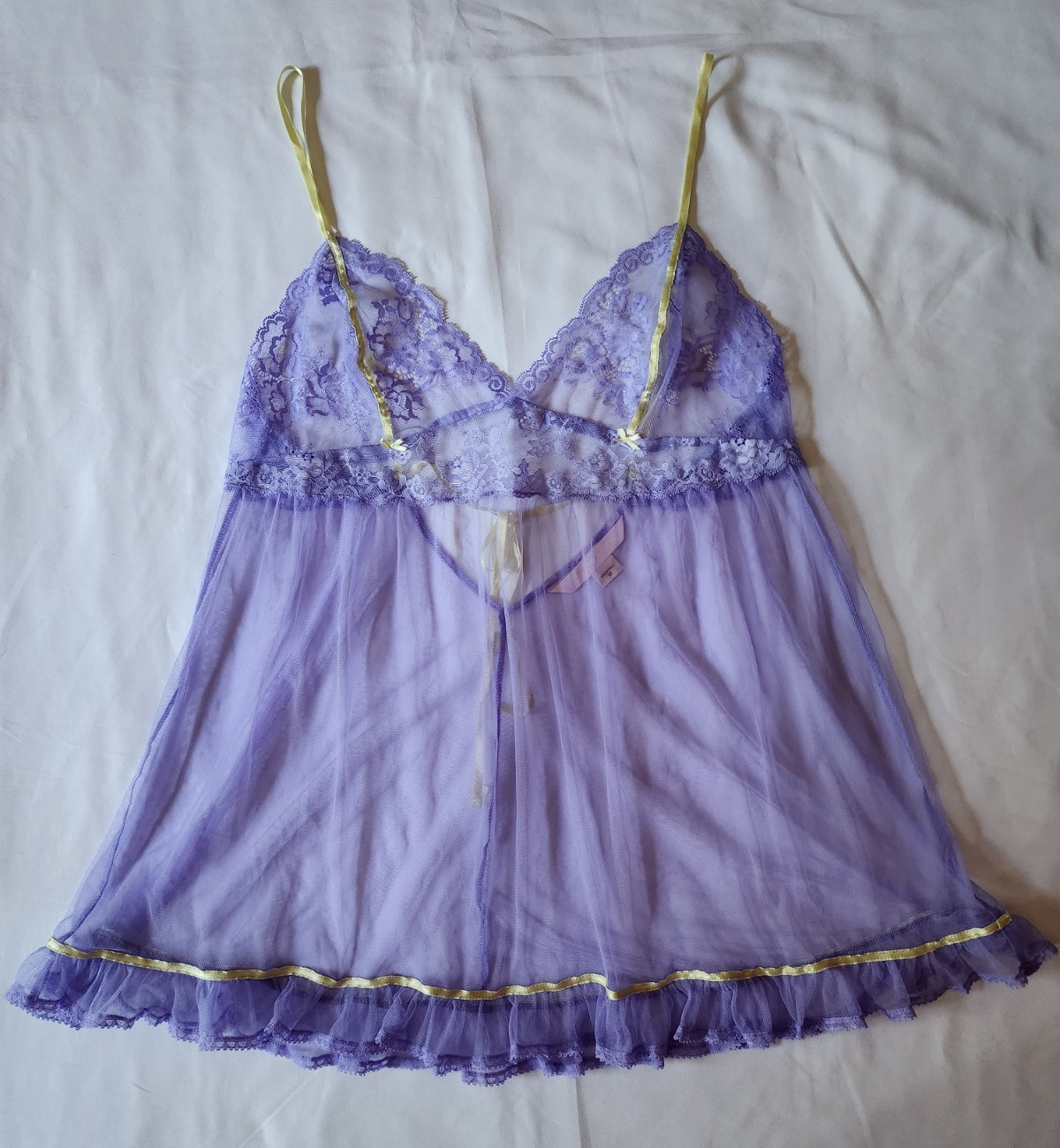 VTG Y2k Victoria&rsquo;s Secret Sheer Mesh Babydoll Purple Garden Fairy Coquette Sz M