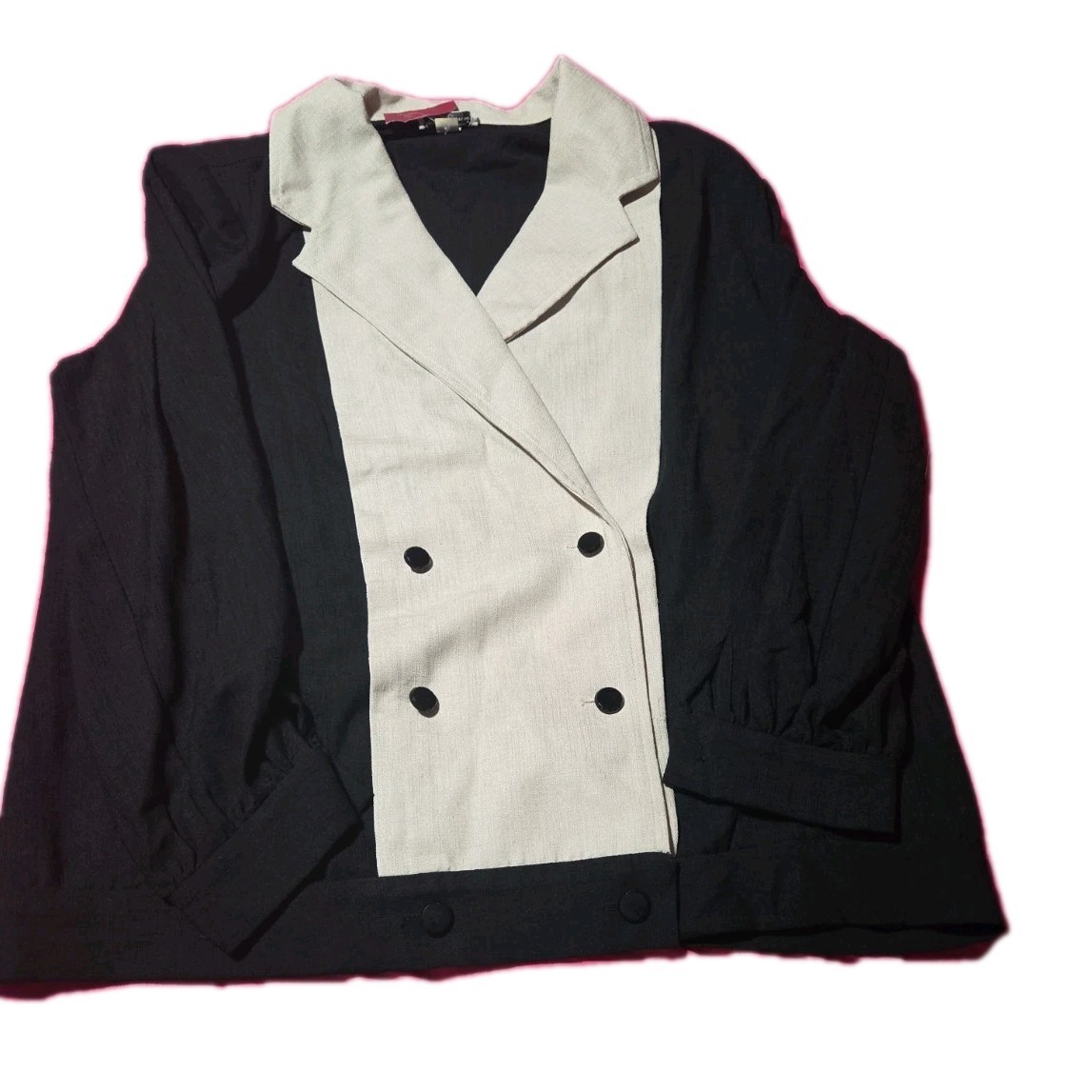 Grace Tone 1990s Vintage Black Double Breasted Large Skirt Set