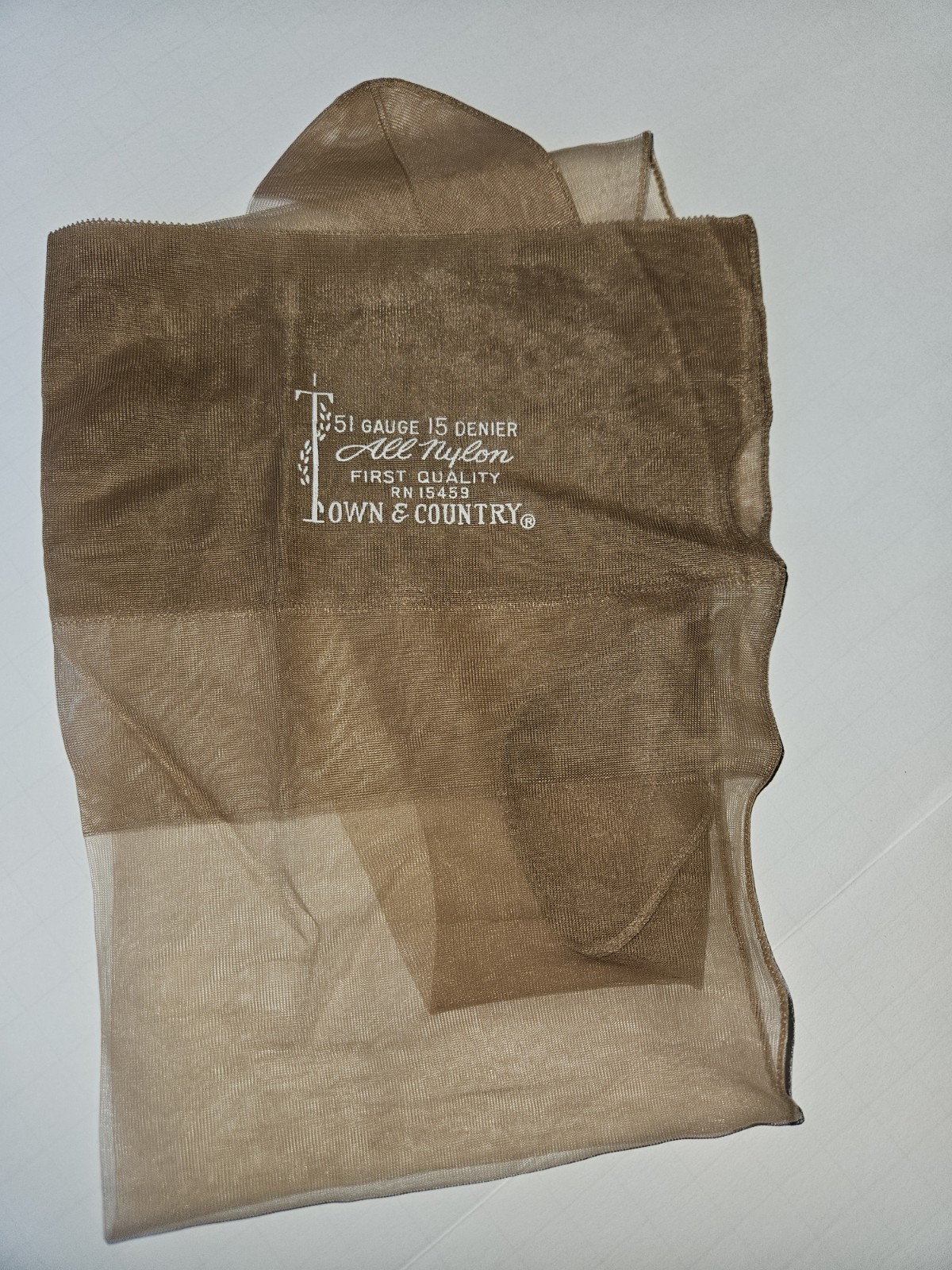 Vtg Pair National&rsquo;s Guaranteed Hosiery Pantyhose Nylons USA Wood Beige Size Med