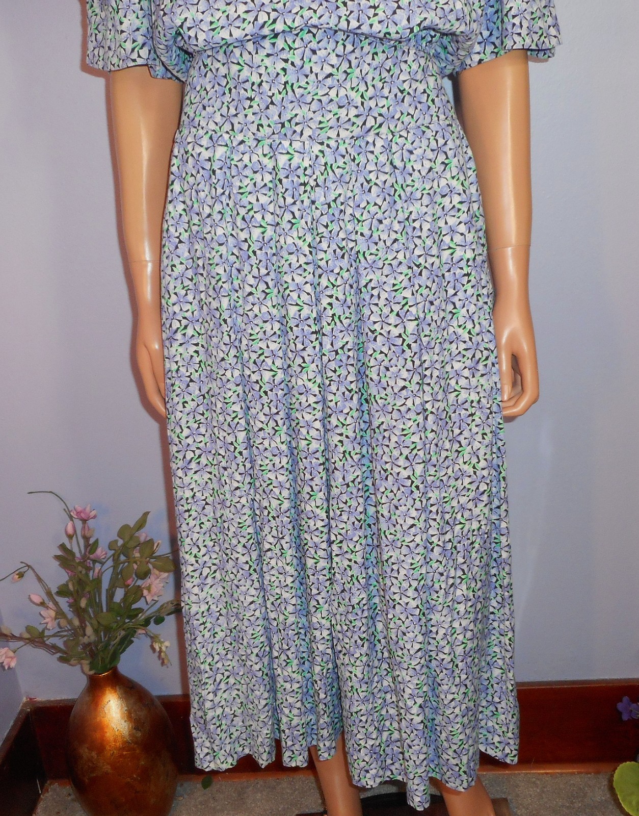 Vtg Early ‘90s Karin Stevens (KSL) Cottagecore/Secretary Rayon Dress, Mod 11/12