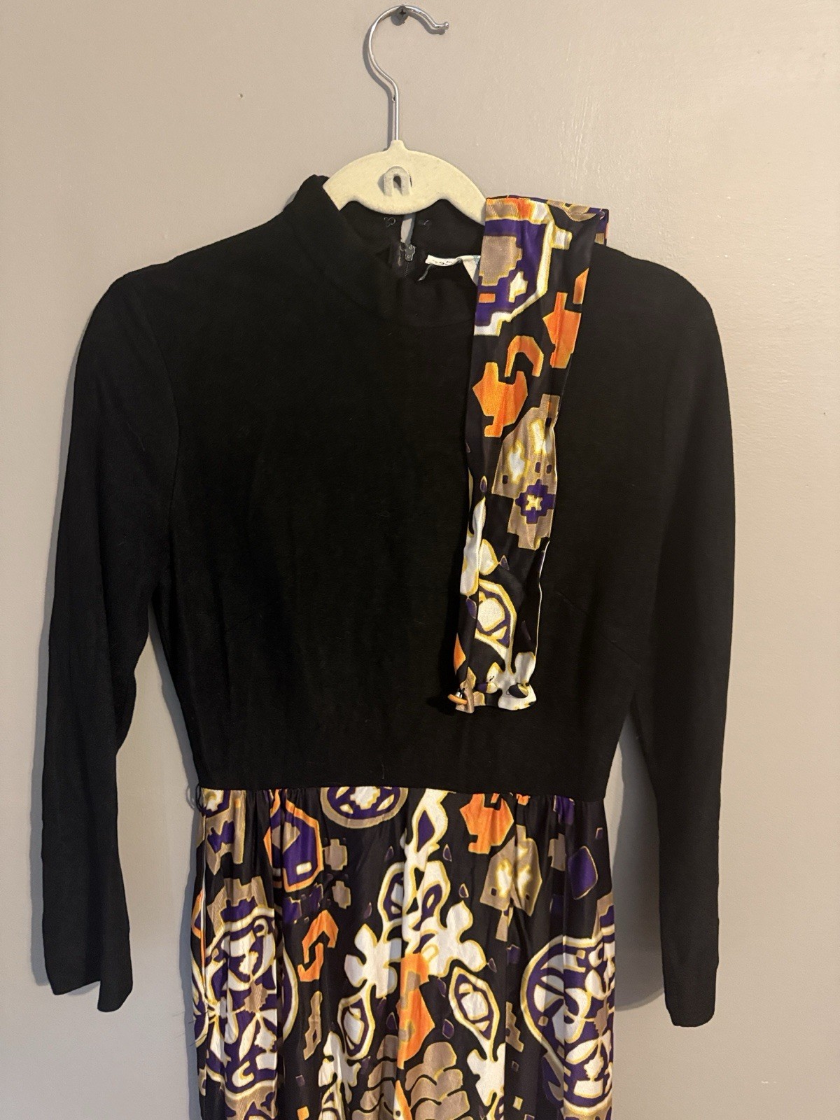Vtg Diana Dean By Julius Lonschein Hostess Dress. Orange/Black Siz Me Small
