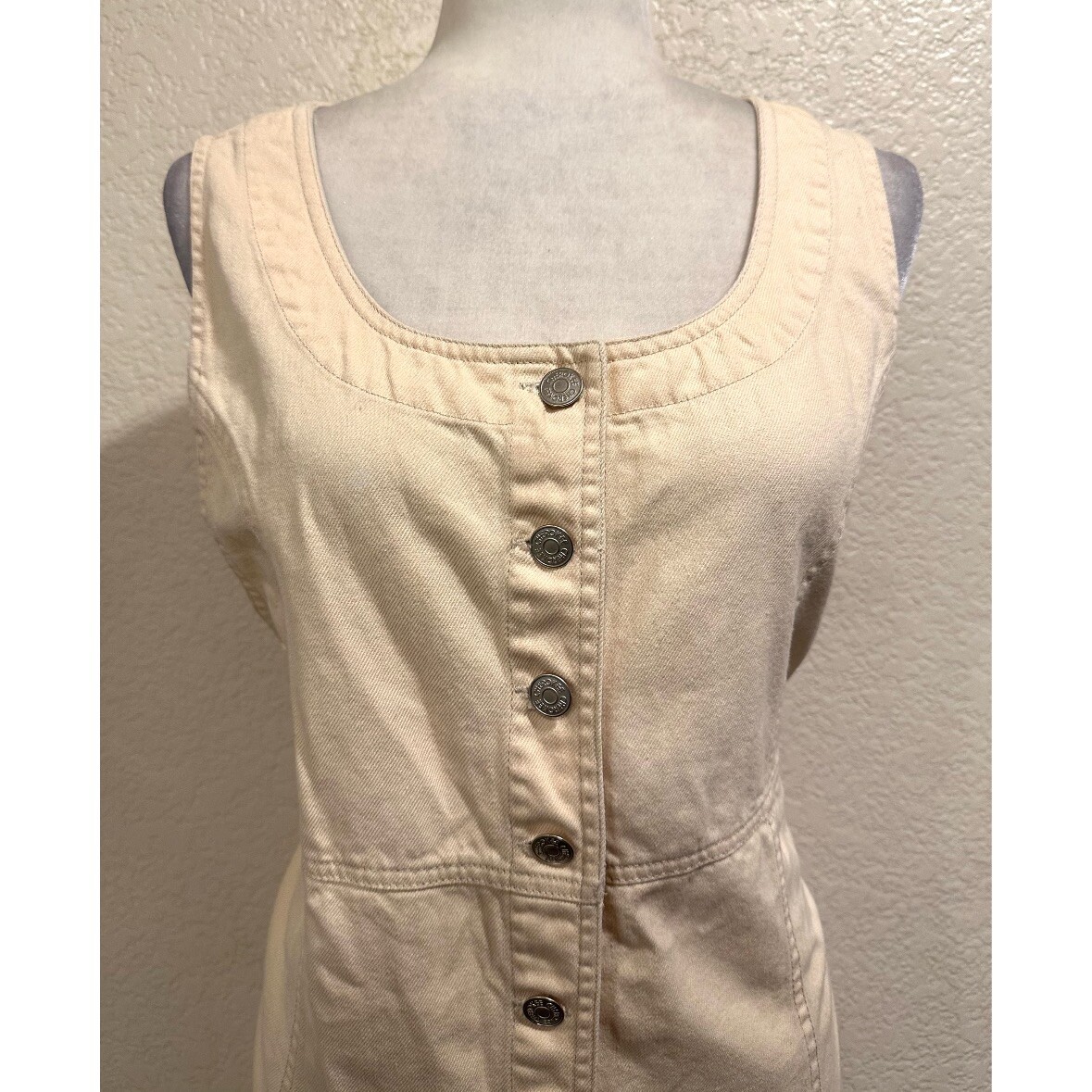 Cherokee Vintage 90s Yellow Denim Button Tank Dress Womens XL