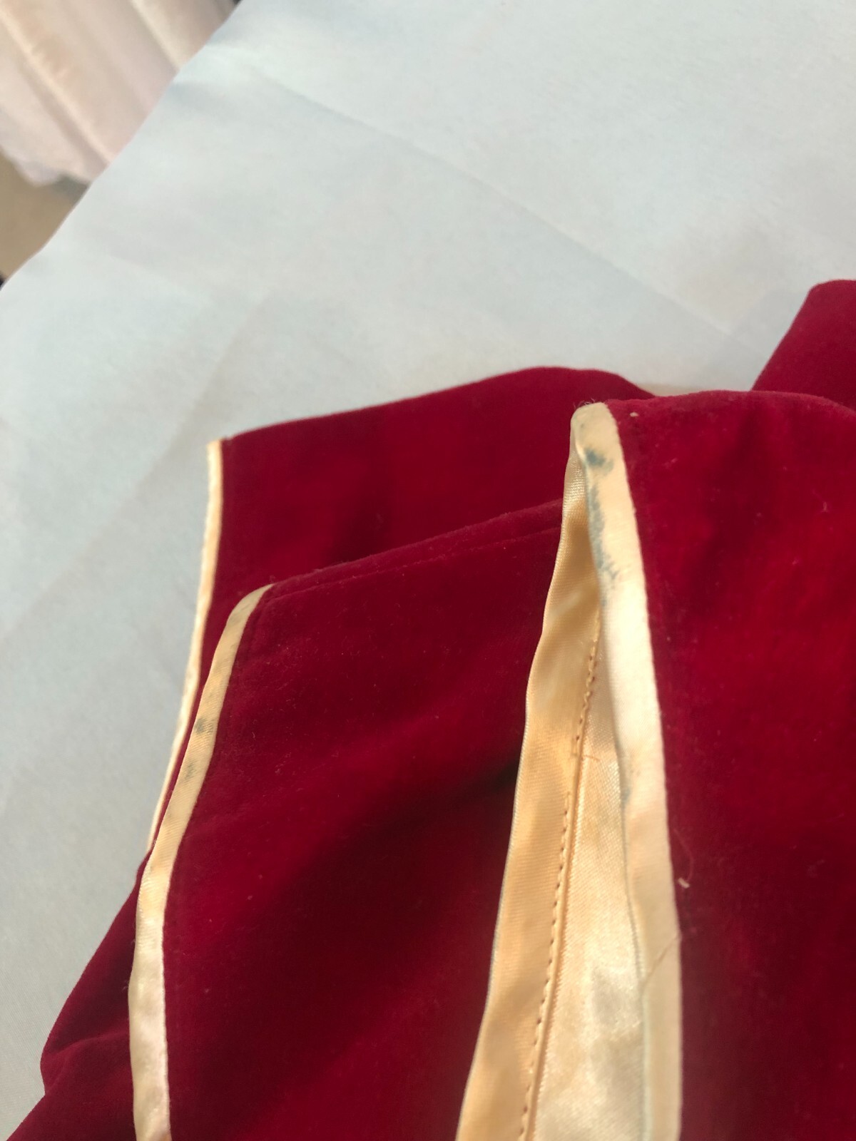 VINTAGE Handmade Oriental MEDIUM Red Velvet-Like Dress #ND
