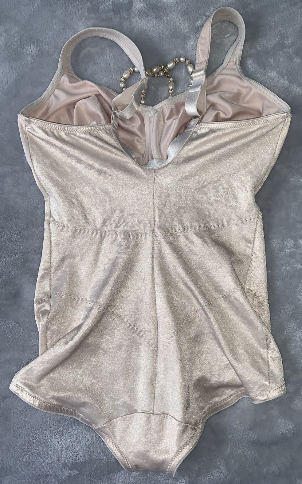 Vtg Glossy Stretch Satin Briefer Girdle All in One UW 36DD Bodysuit