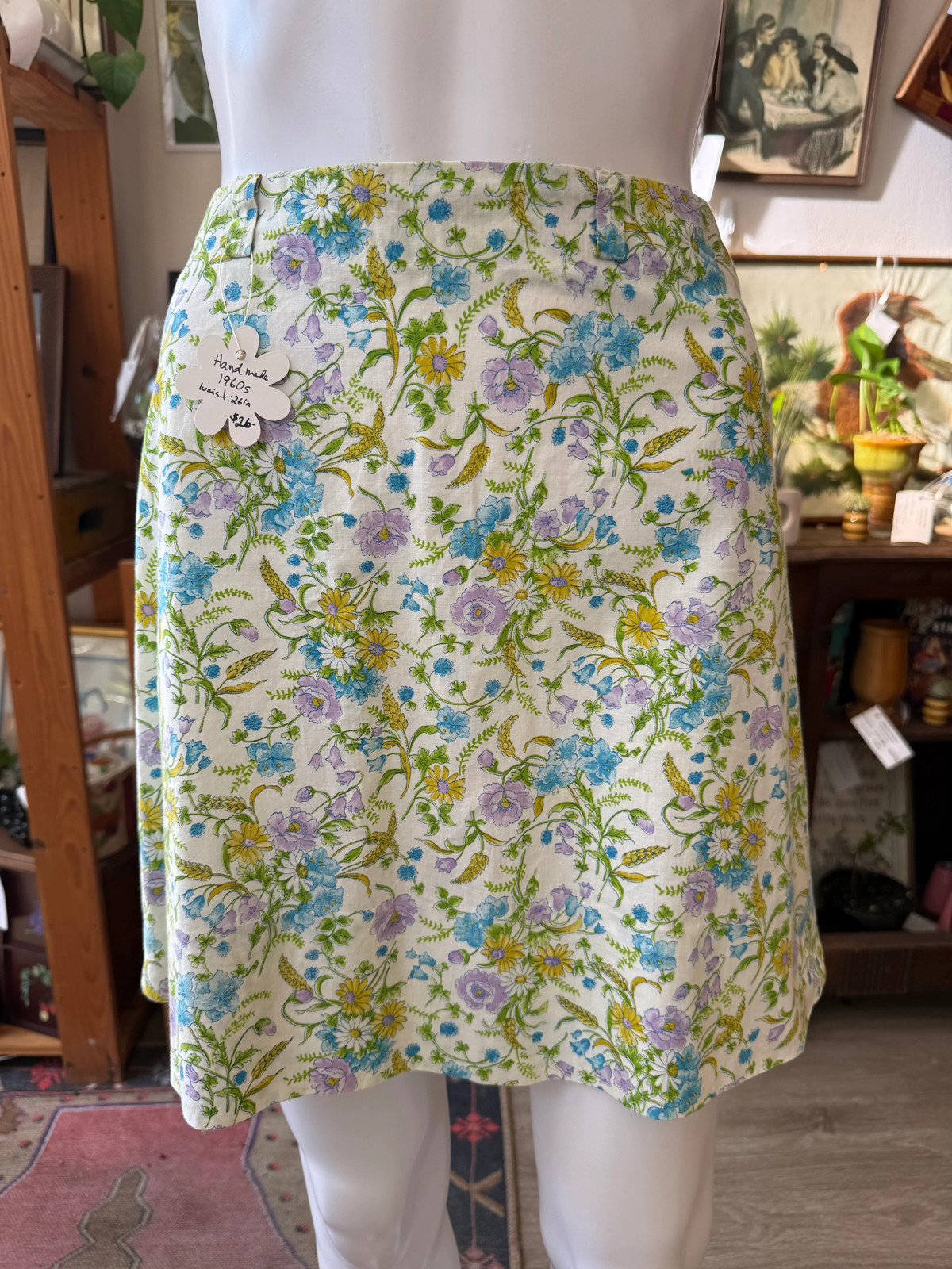 1960s Handmade Floral Mini Skirt