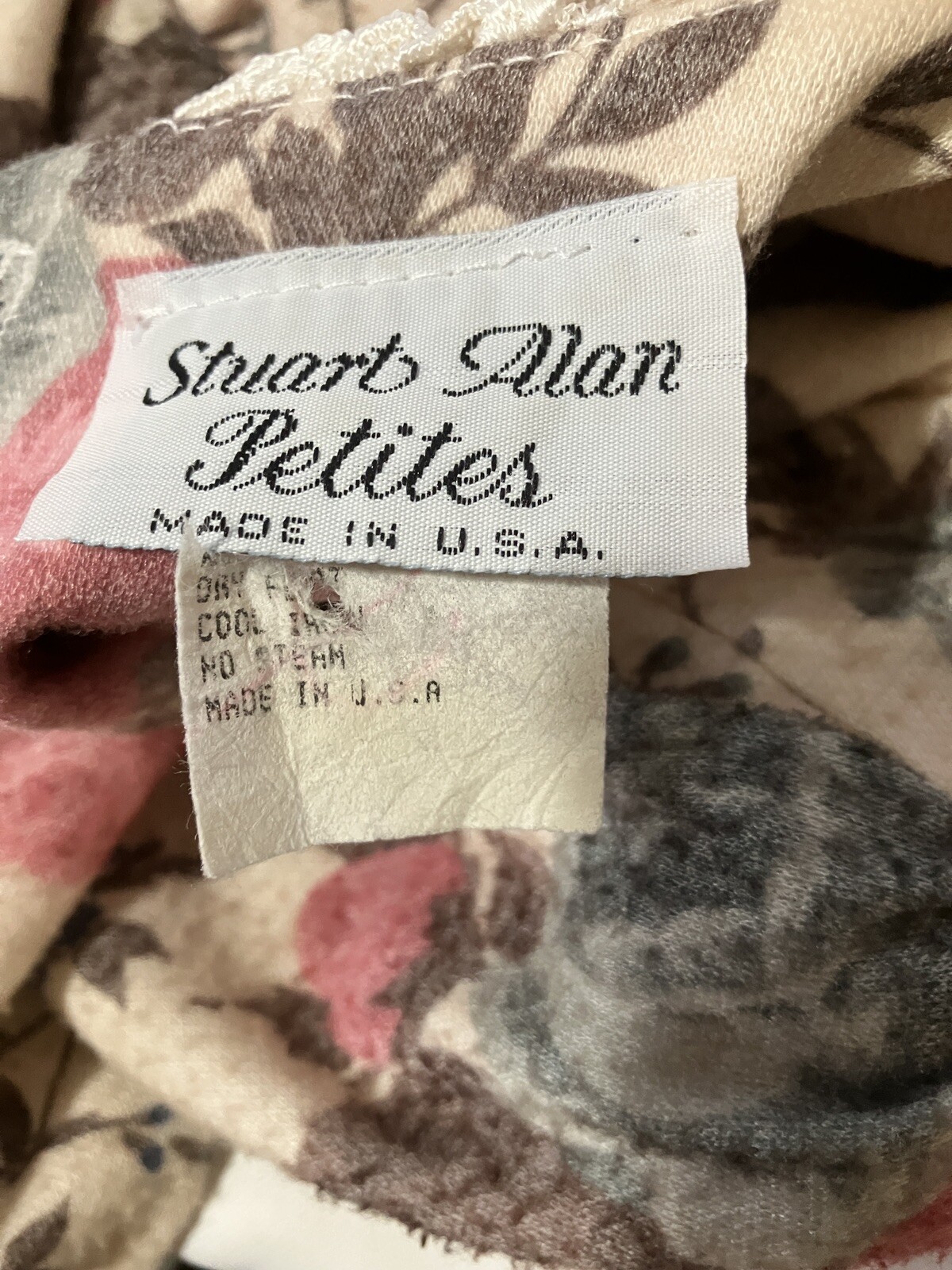 Vintage STUART ALAN Petites Floral Modesty Cottagecore Belted Midi Dress sz 14P