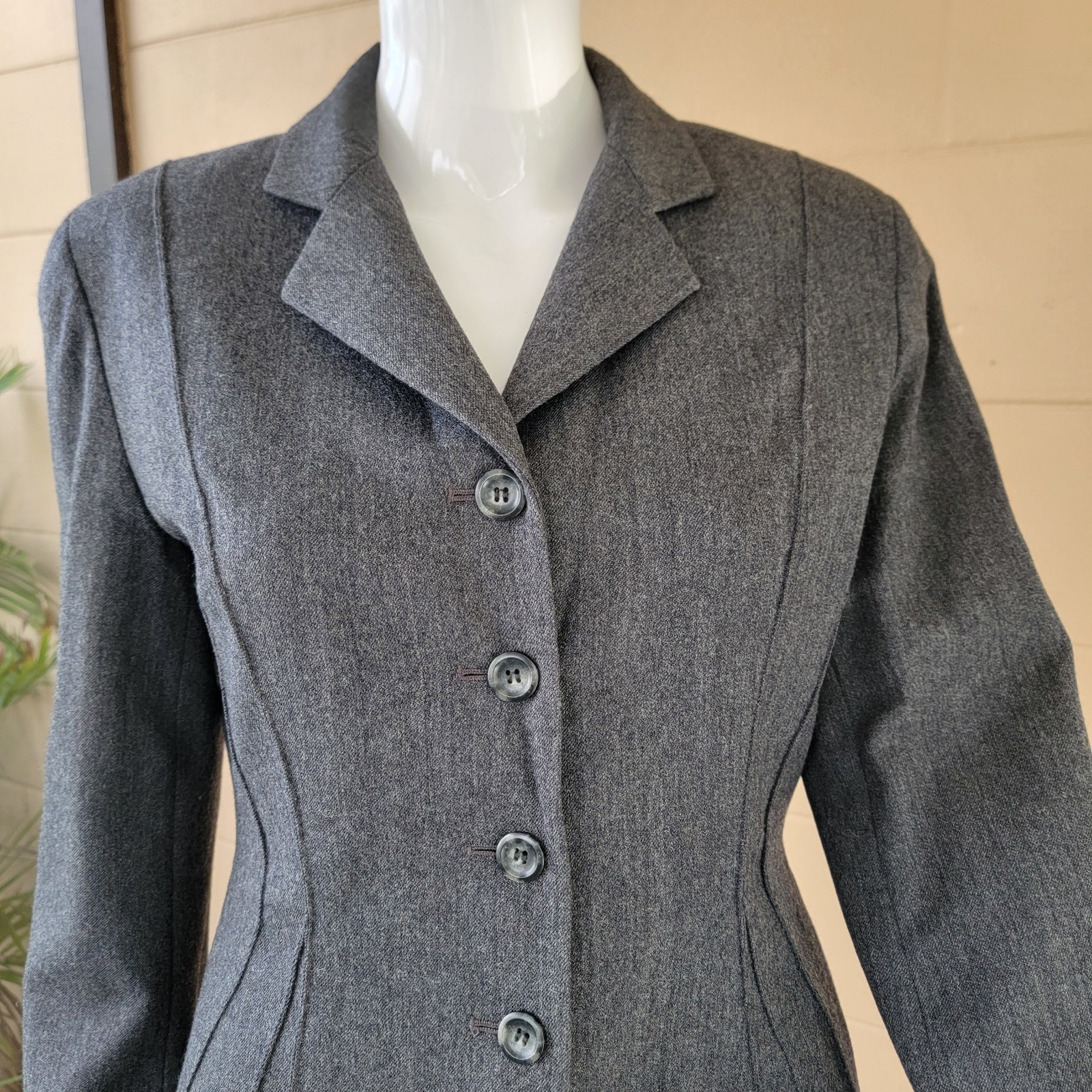 Vintage 90 Single Breasted Blazer Emanuel Ungaro Grey Tailored Women Size S 6/40