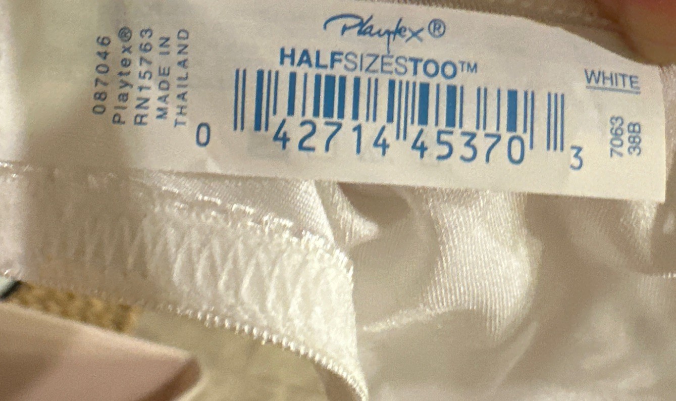 Playtex Half Sizes Too 38B Bra White Underwire VTG Y2K NWT